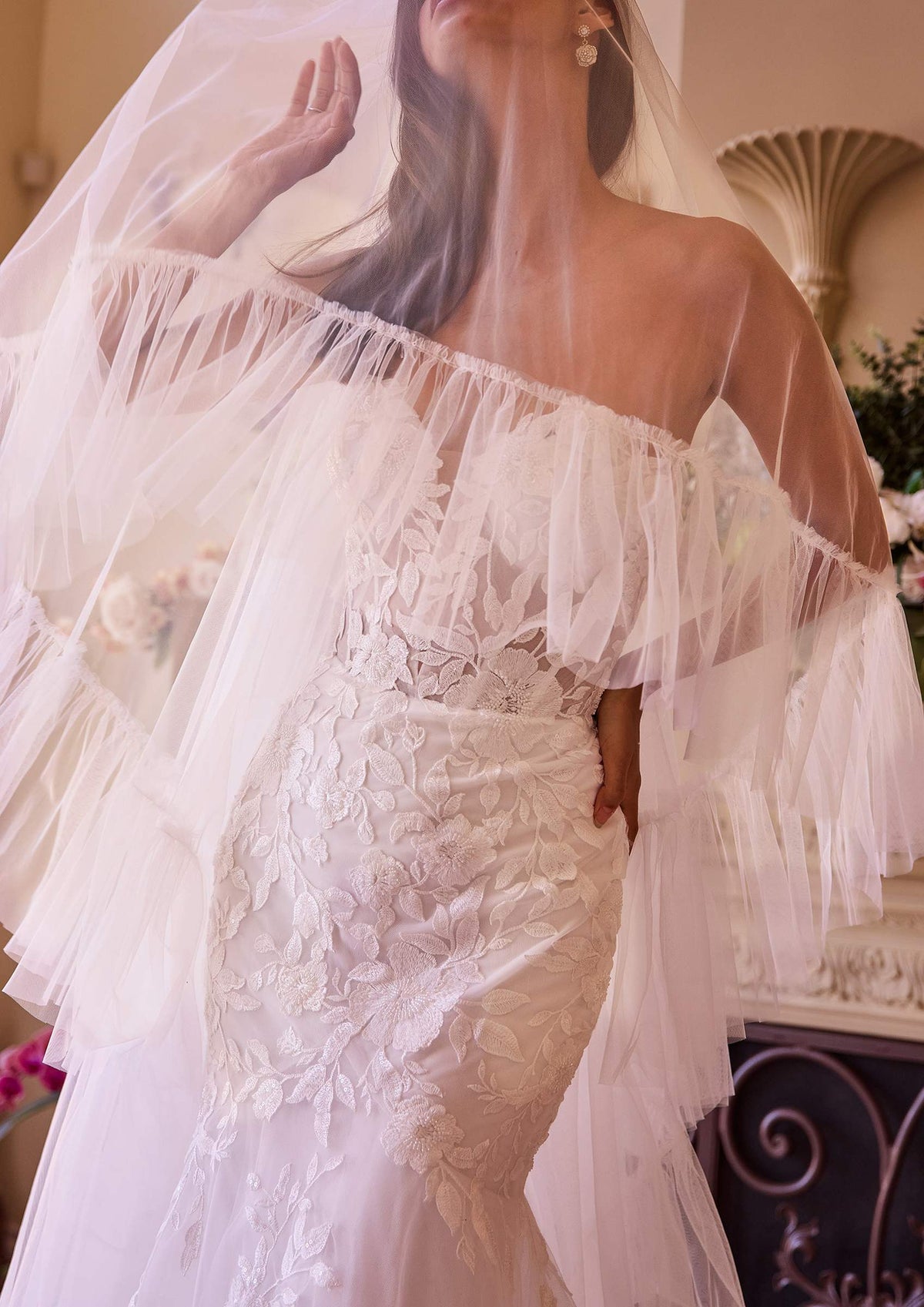 Couture Ruffle Edge 2-Tier Veil by DiscountDressShop
