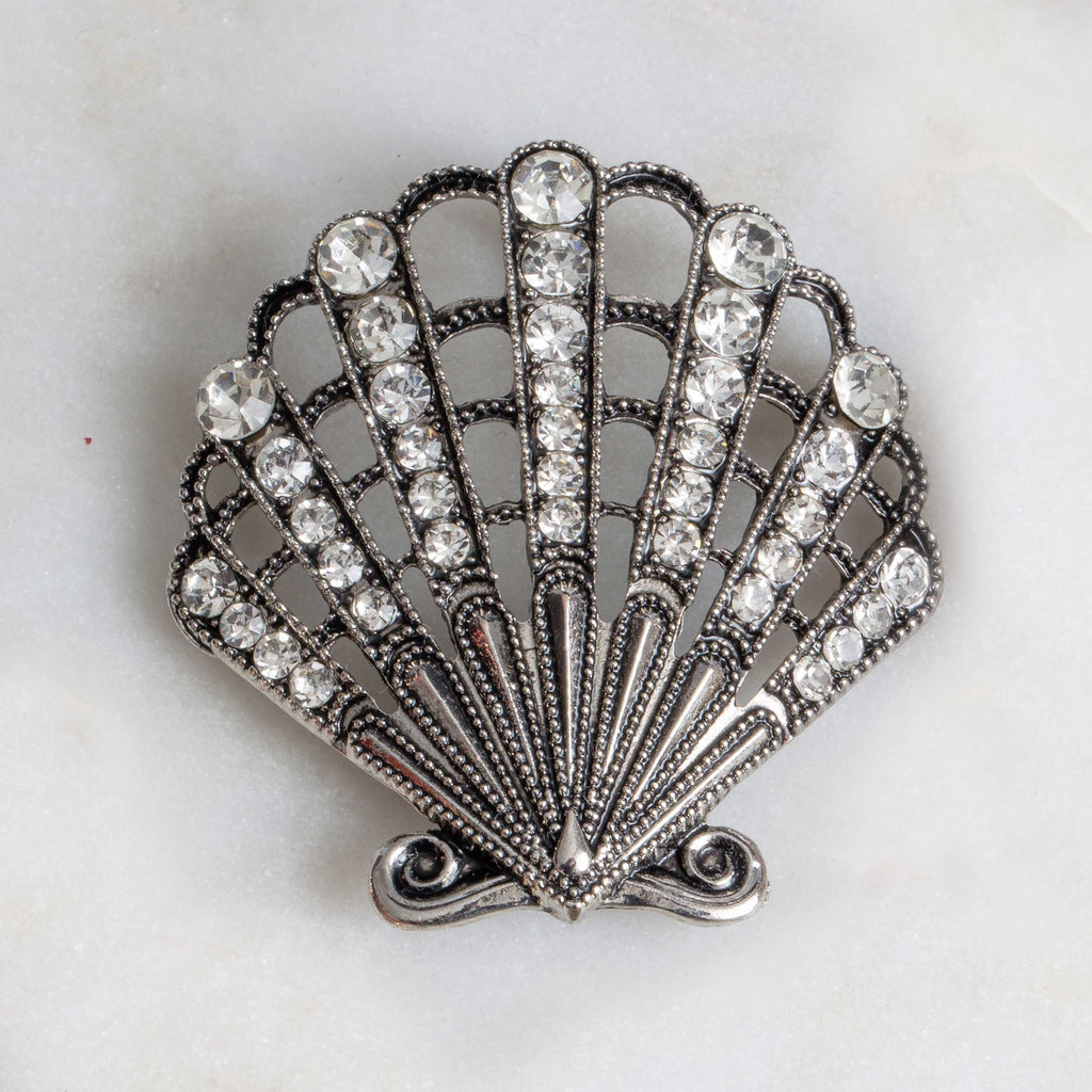 Scallop Seashell Antique Silver Brooch by Jewelry Made by Me