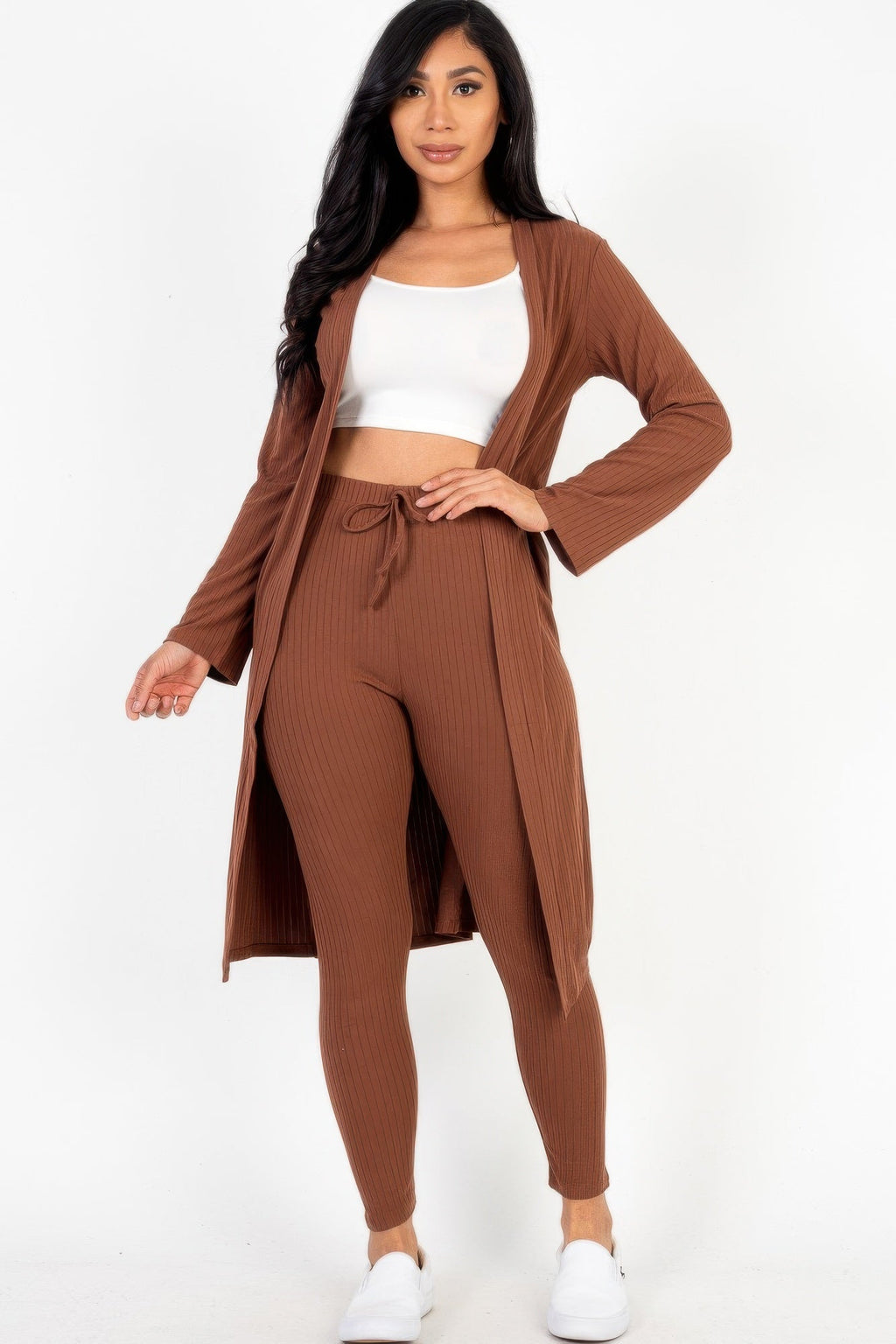 Ribbed Long Cardigan & Leggings Set by It's a Girly Place