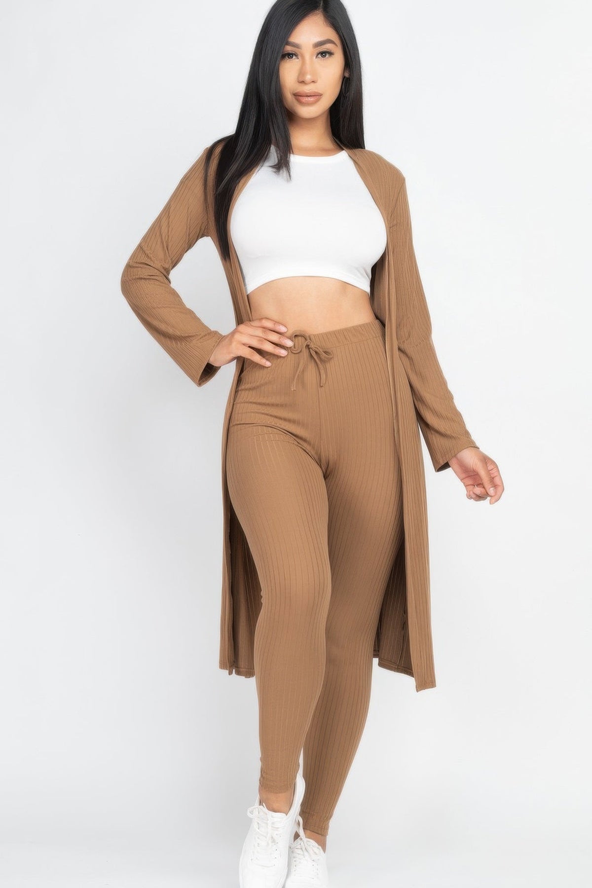 Ribbed Long Cardigan & Leggings Set by It's a Girly Place