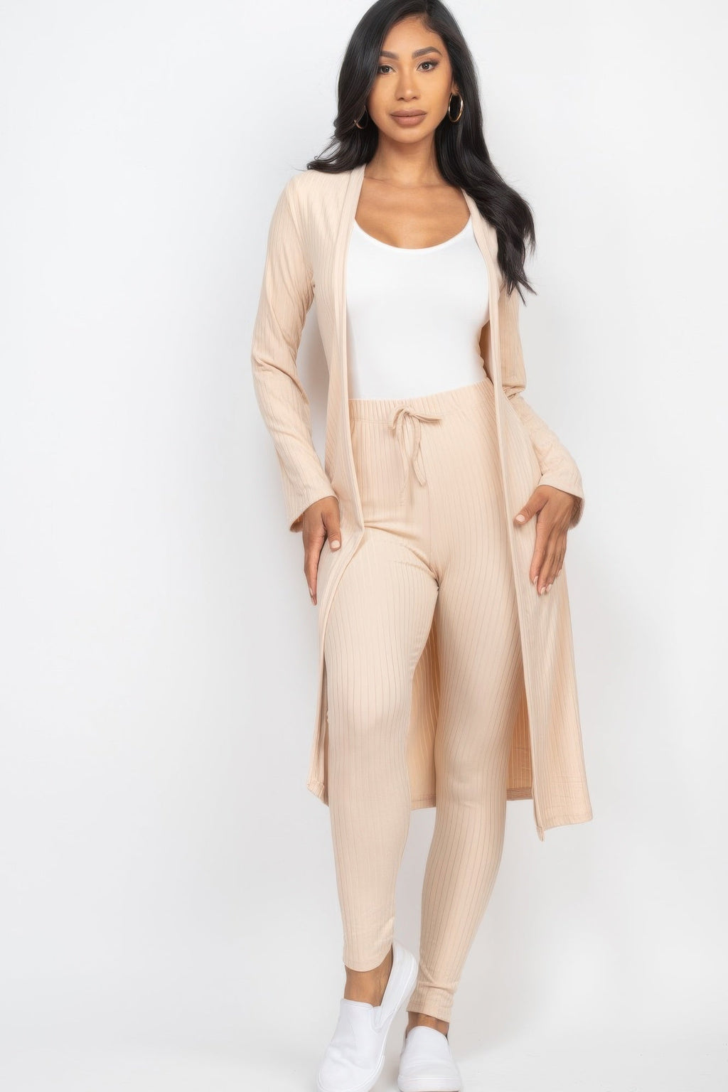 Ribbed Long Cardigan & Leggings Set by It's a Girly Place