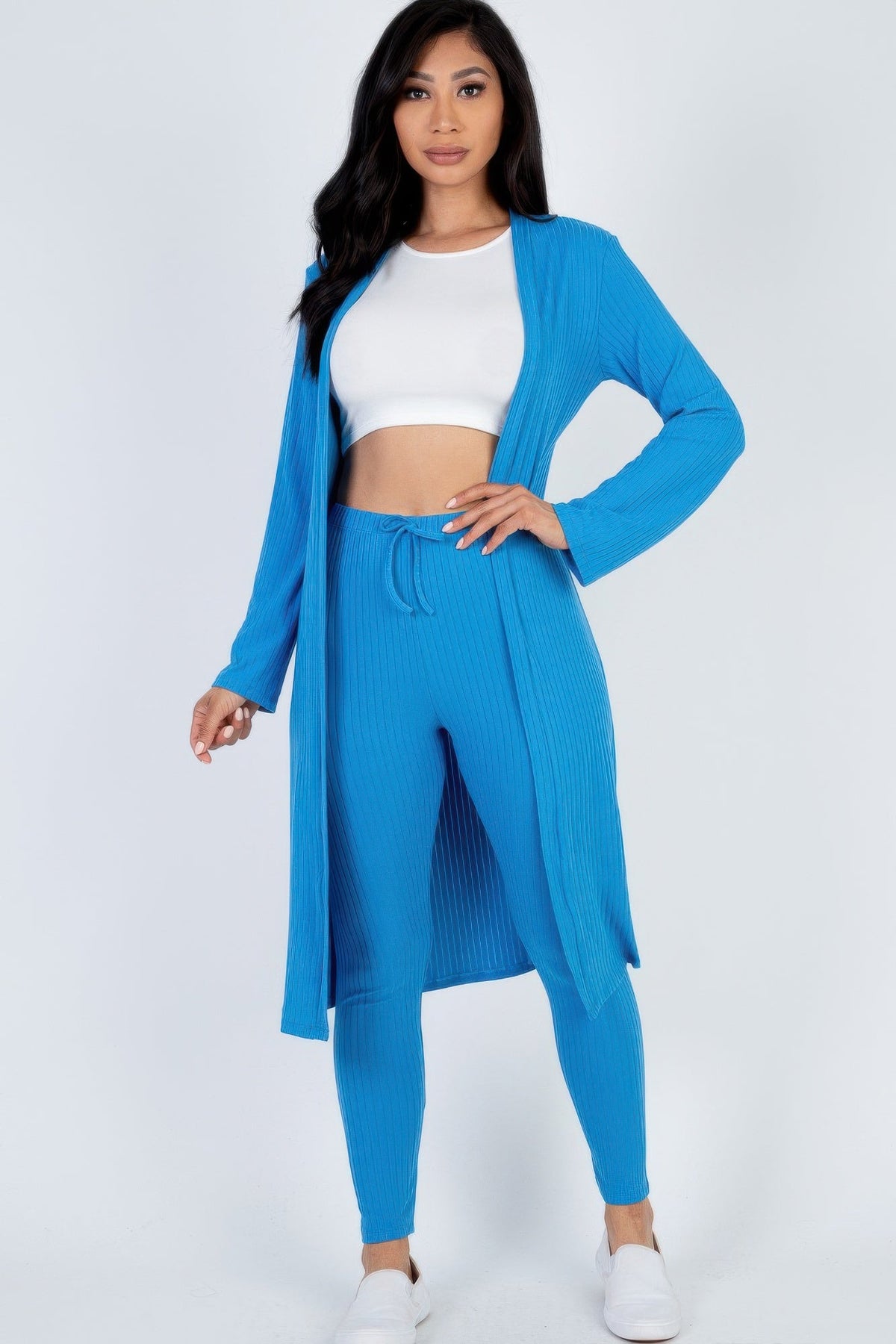 Ribbed Long Cardigan & Leggings Set by It's a Girly Place