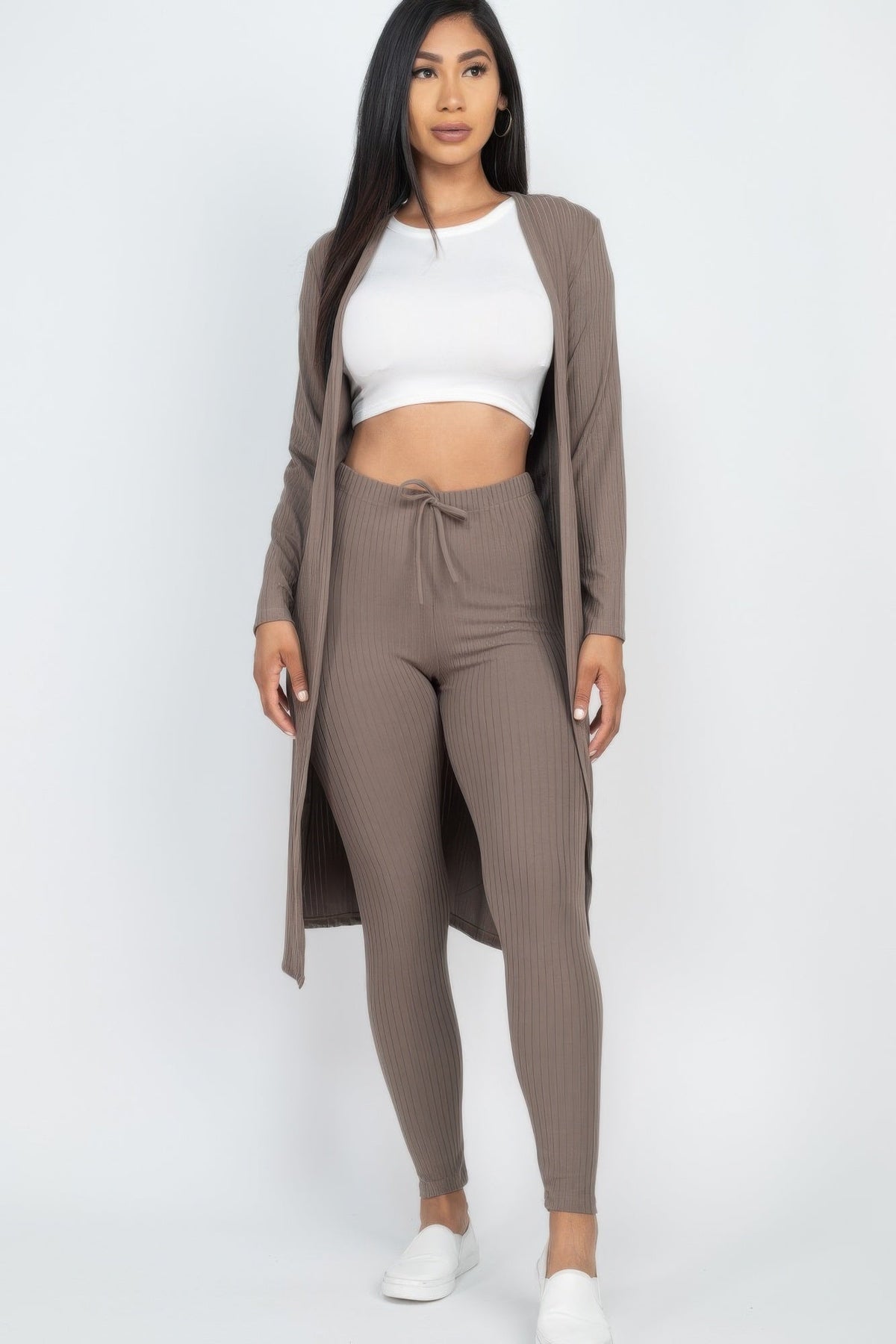 Ribbed Long Cardigan & Leggings Set by It's a Girly Place