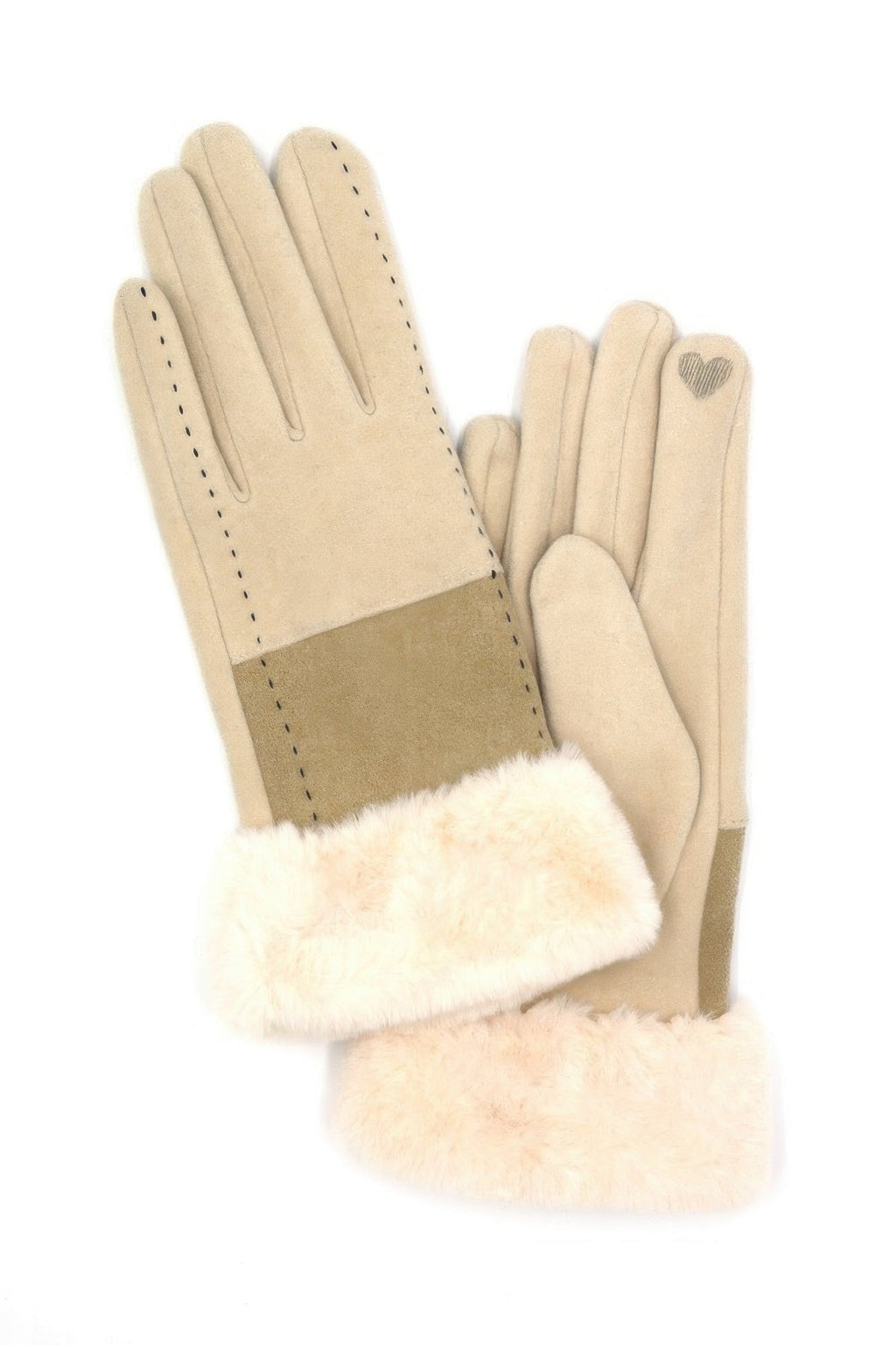 Two Tone And Stitch Lines Fauxfur Smarttouchgloves by It's a Girly Place