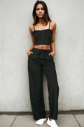 Bustier Crop Cami Top & Slant Pocket Straight Pants by It's a Girly Place