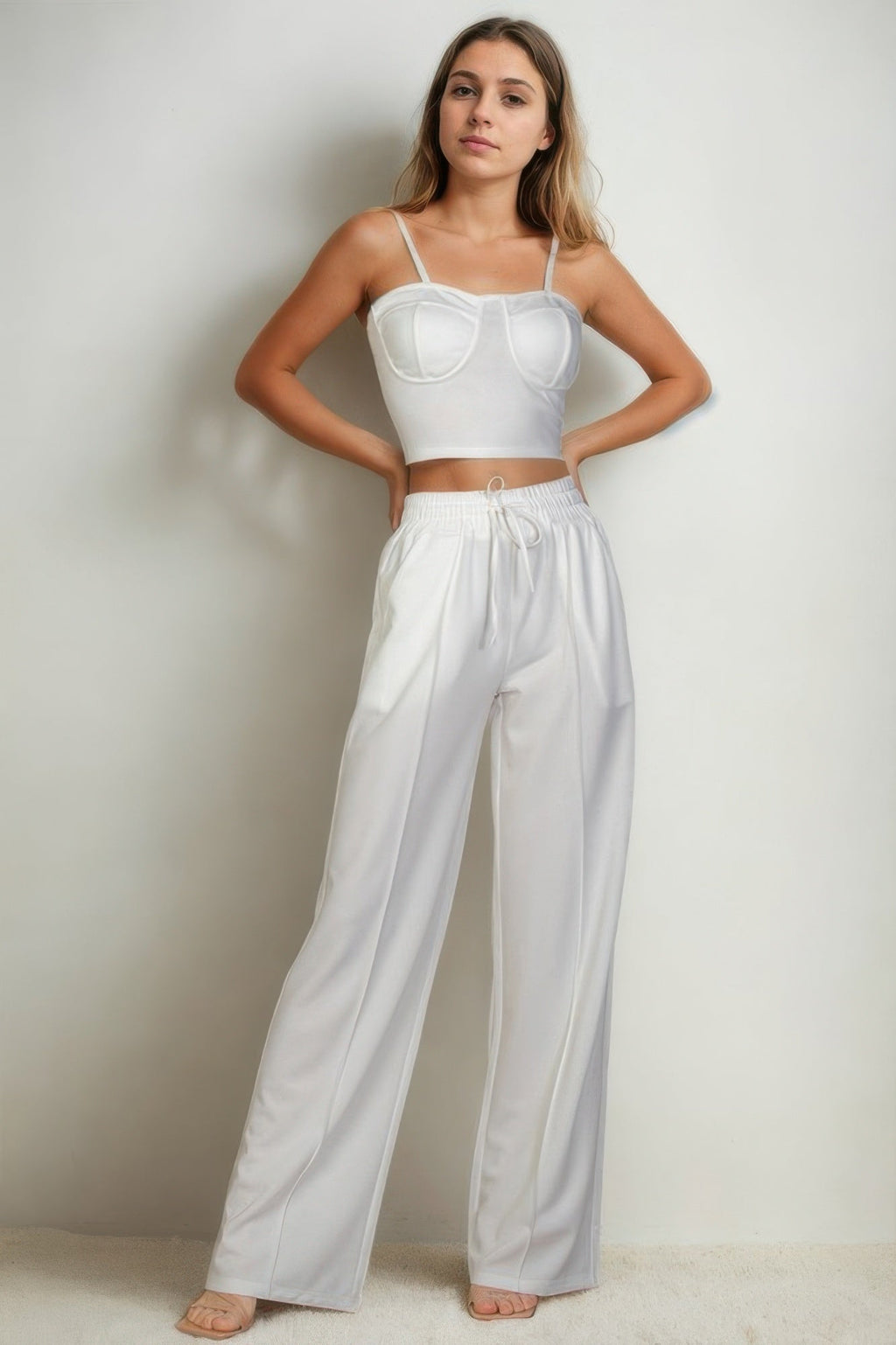 Bustier Crop Cami Top & Slant Pocket Straight Pants by It's a Girly Place