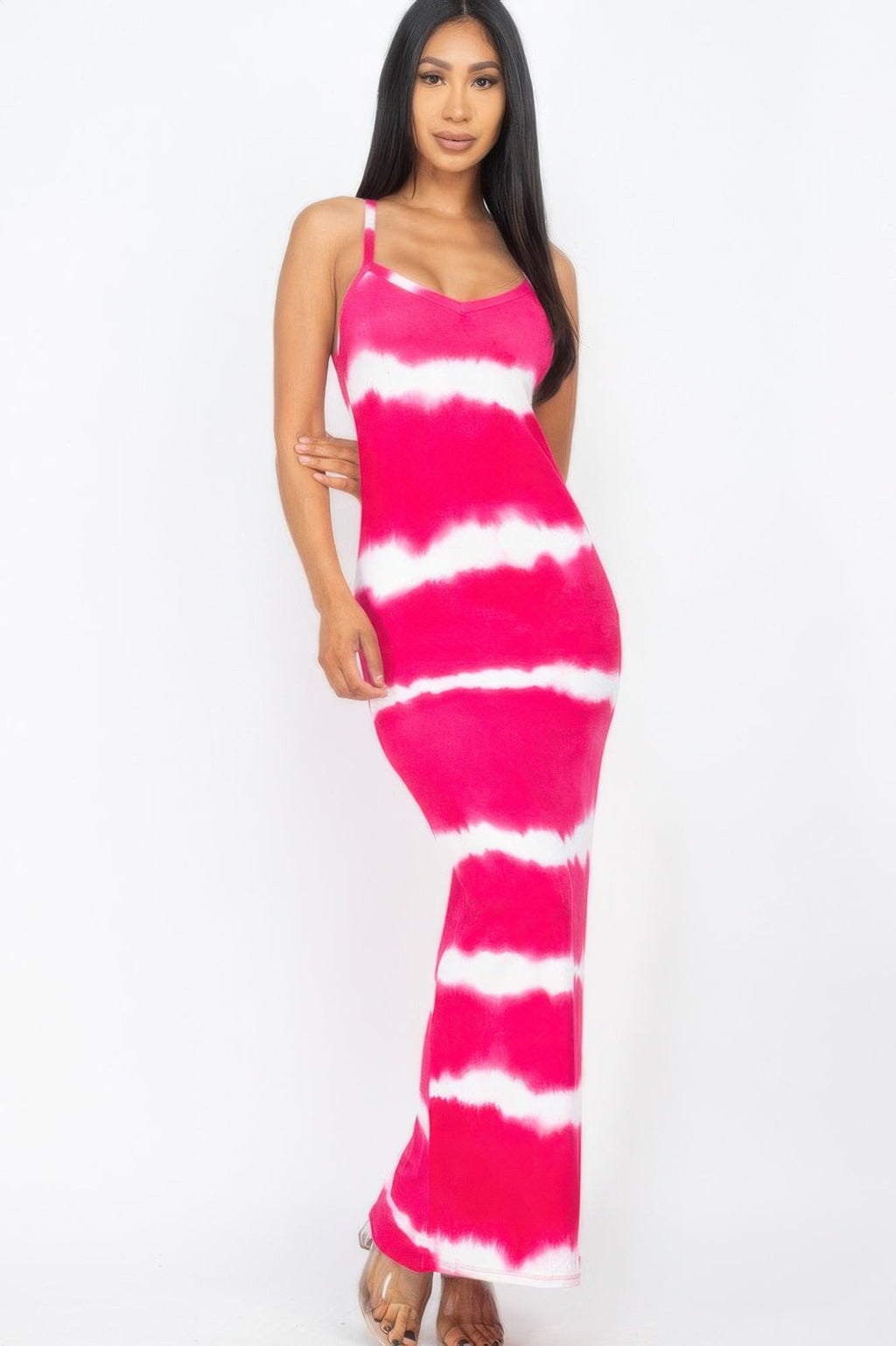 Stripe Tie-dye Printed Maxi Dress by It's a Girly Place