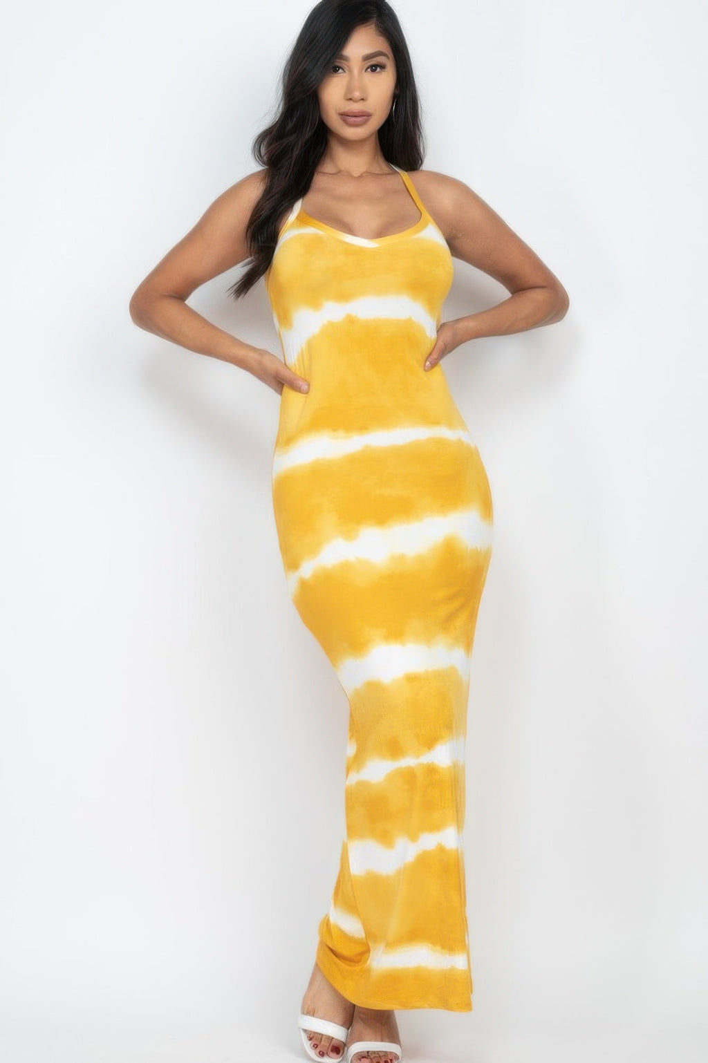 Stripe Tie-dye Printed Maxi Dress by It's a Girly Place