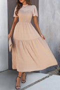 Ruffle Sleeve And Hem Top Shirred Crew Neck Dress by It's a Girly Place