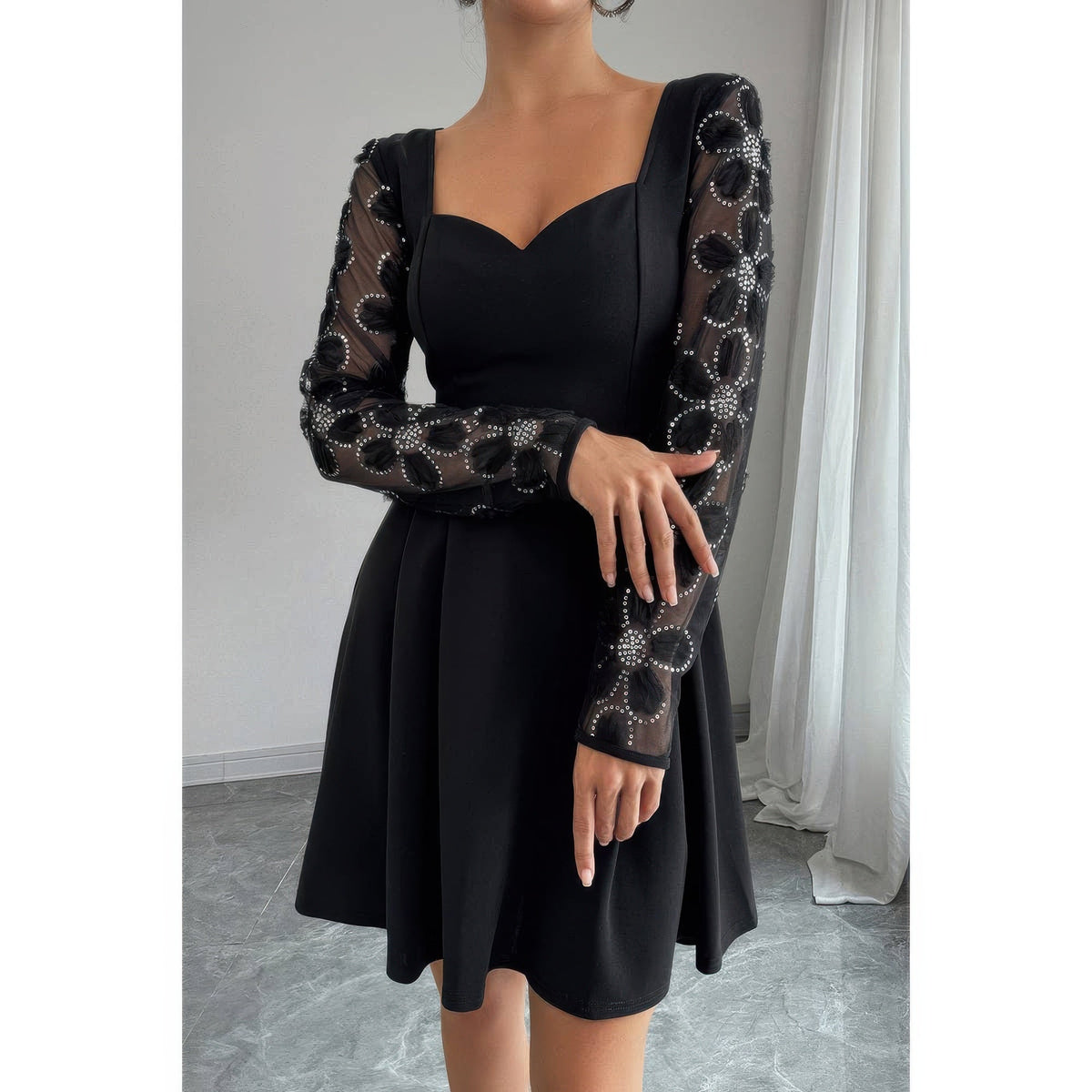 Plus Size Elegant Lace Panels Sequins Dress by It's a Girly Place