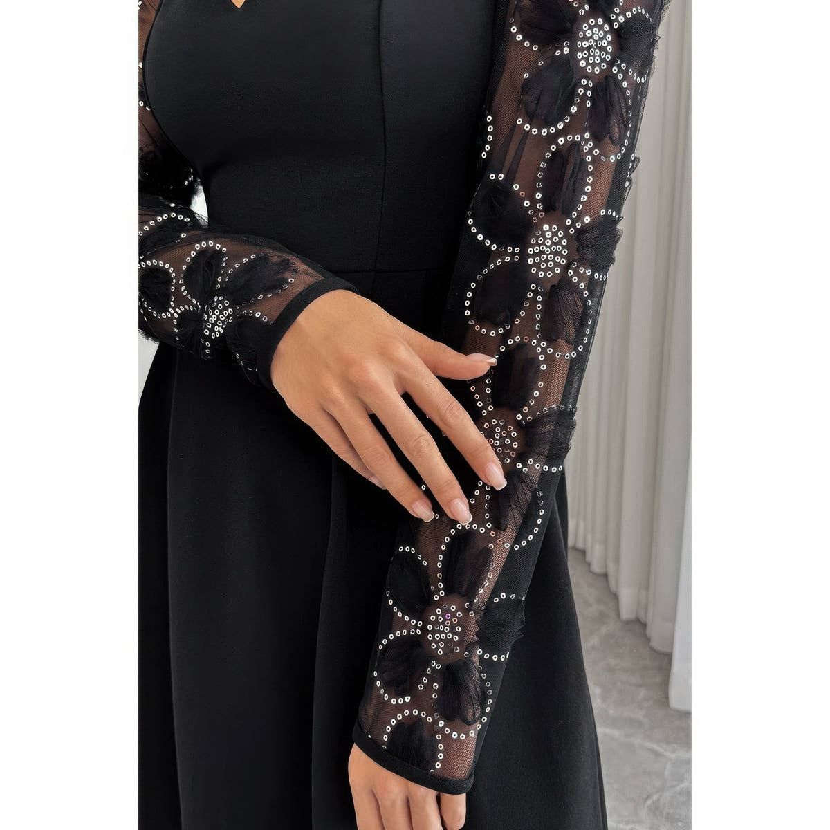 Plus Size Elegant Lace Panels Sequins Dress by It's a Girly Place