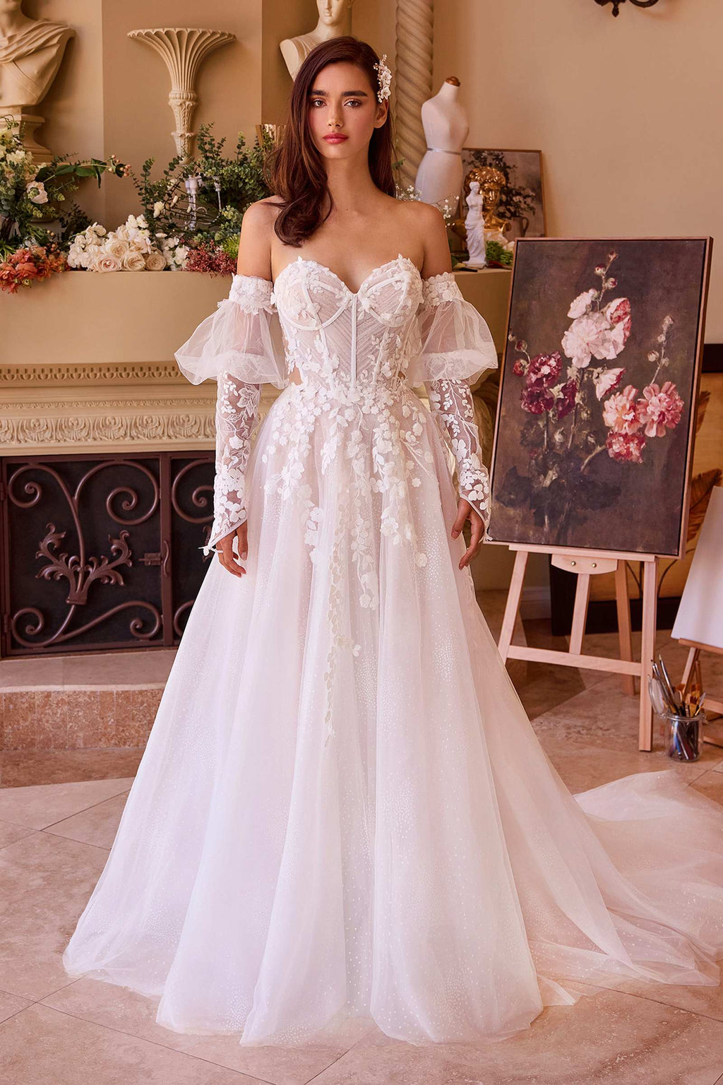 Andrea & Leo WL032 Gown Floral Appliqued Strapless Wedding Ball Gown by DiscountDressShop