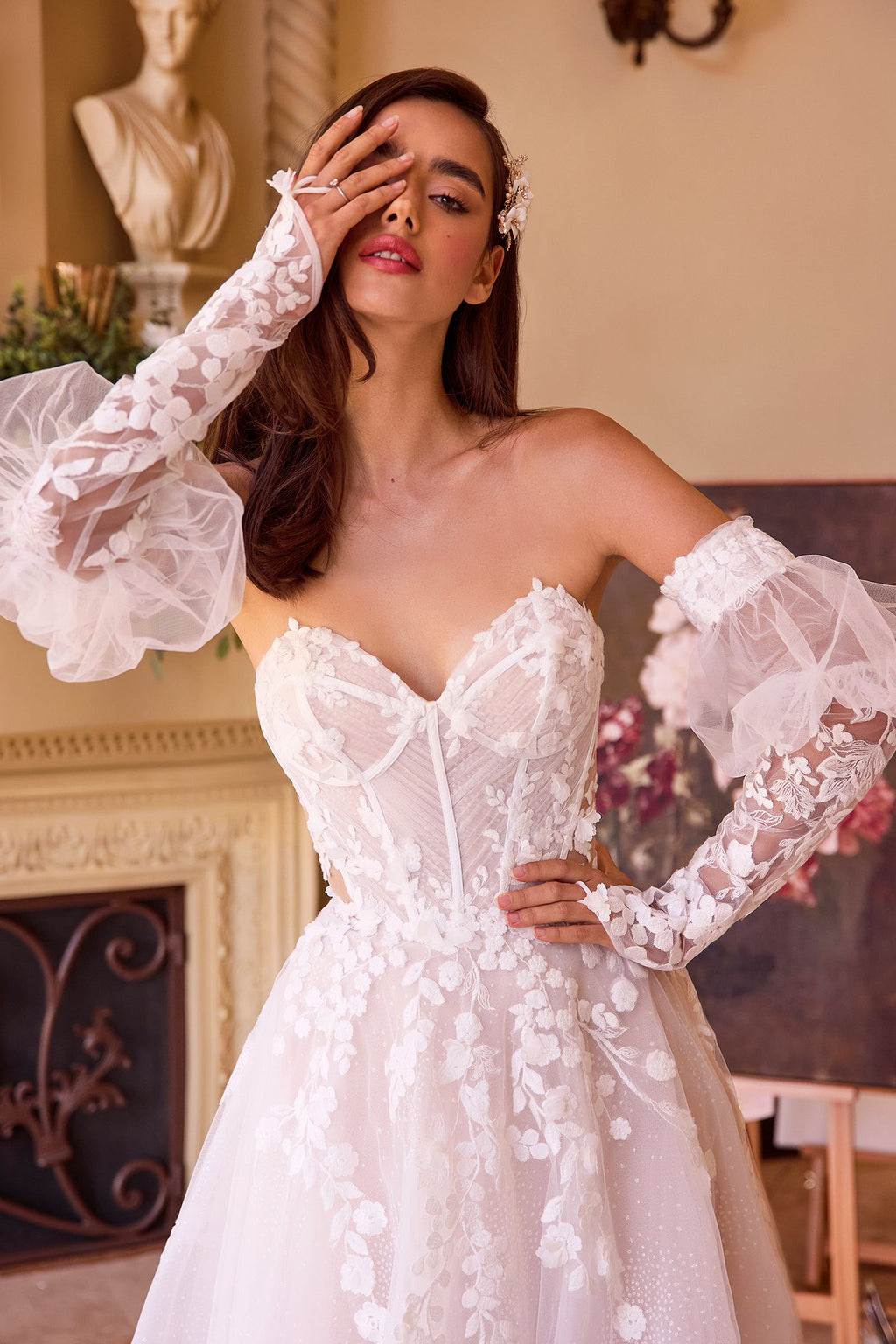 Andrea & Leo WL032 Gown Floral Appliqued Strapless Wedding Ball Gown by DiscountDressShop