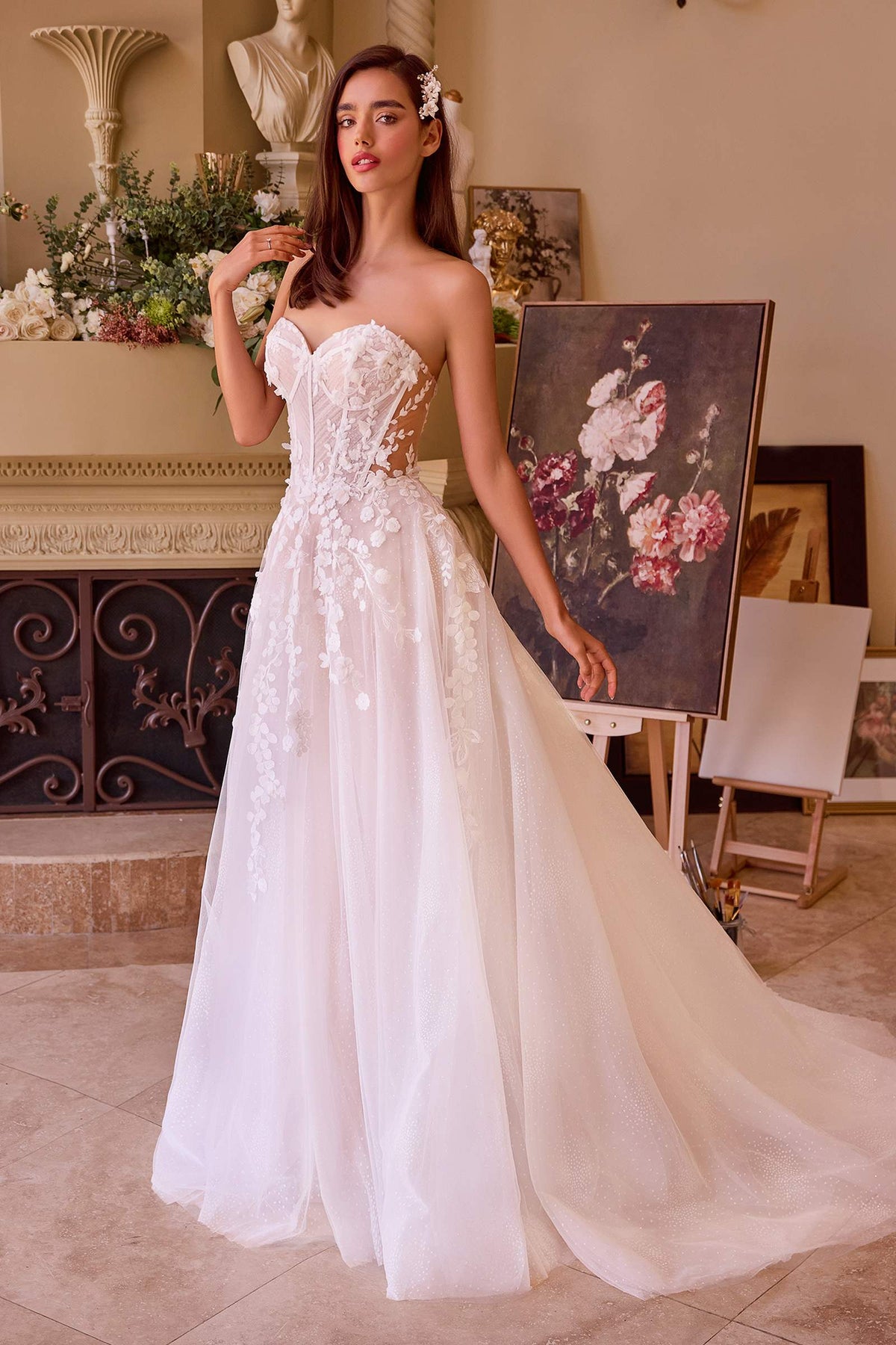 Andrea & Leo WL032 Gown Floral Appliqued Strapless Wedding Ball Gown by DiscountDressShop