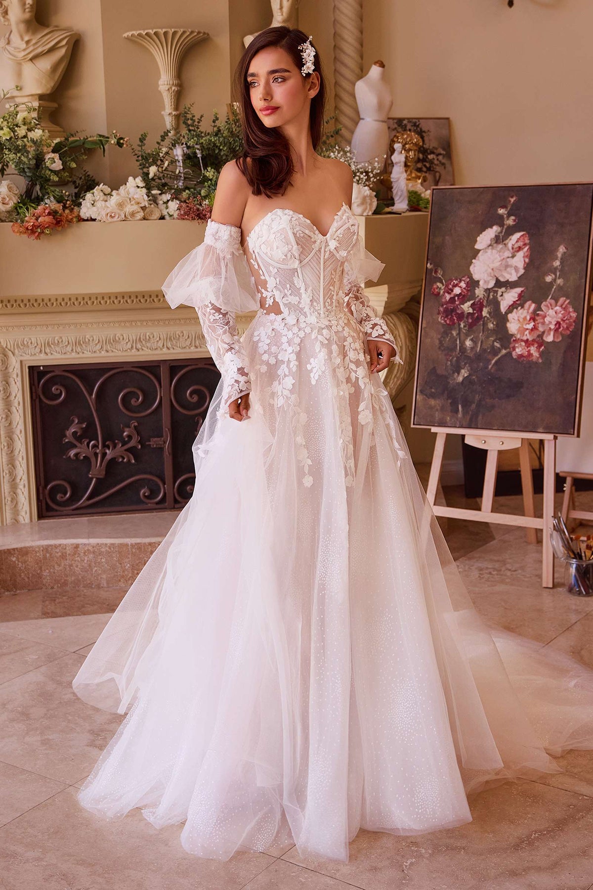 Andrea & Leo WL032 Gown Floral Appliqued Strapless Wedding Ball Gown by DiscountDressShop