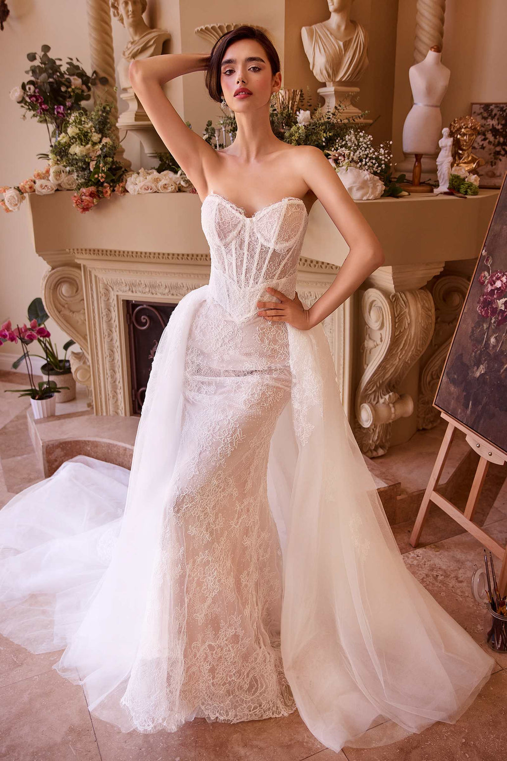 Andrea & Leo WL044 Dress Fitted Lace Wedding Dress & Removable Overskirt by DiscountDressShop