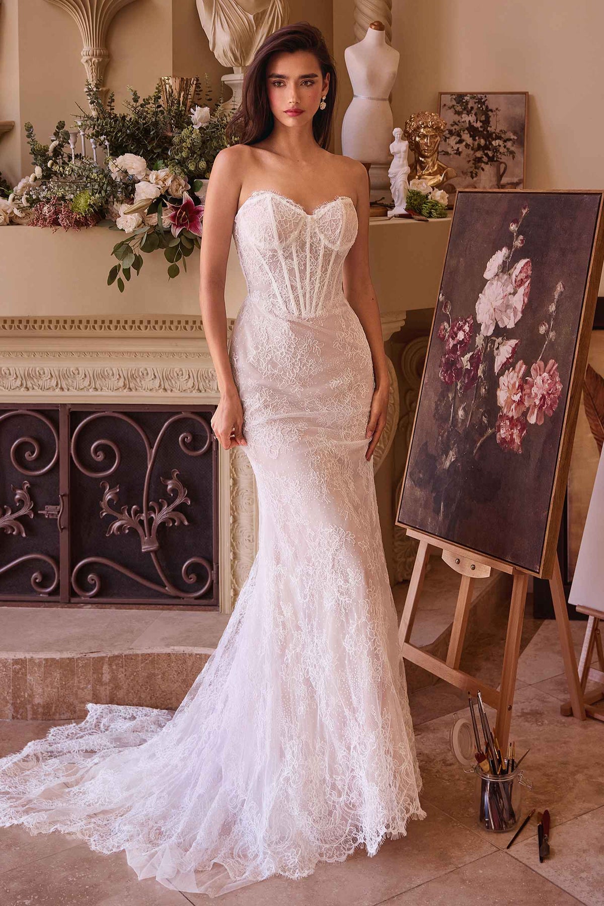 Andrea & Leo WL044 Dress Fitted Lace Wedding Dress & Removable Overskirt by DiscountDressShop