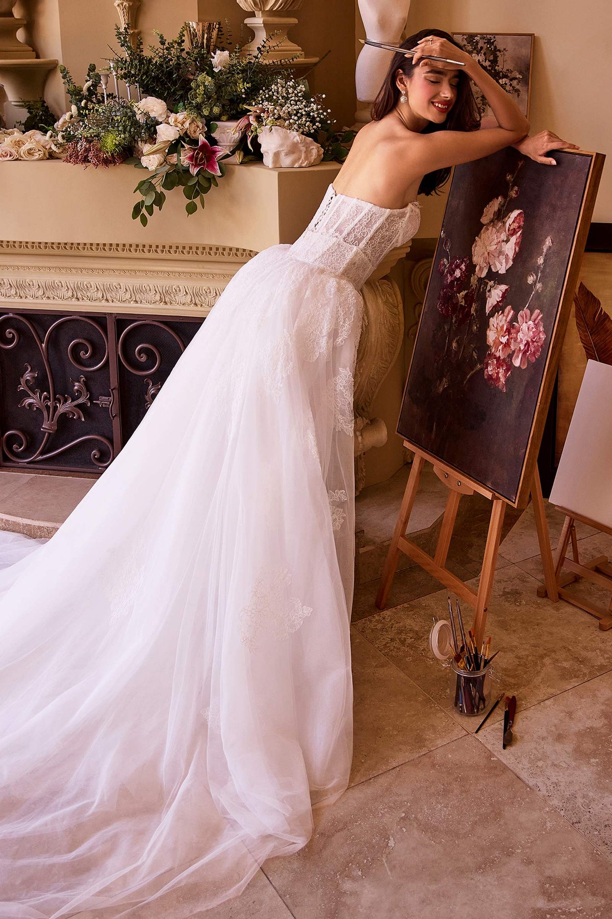 Andrea & Leo WL044 Dress Fitted Lace Wedding Dress & Removable Overskirt by DiscountDressShop