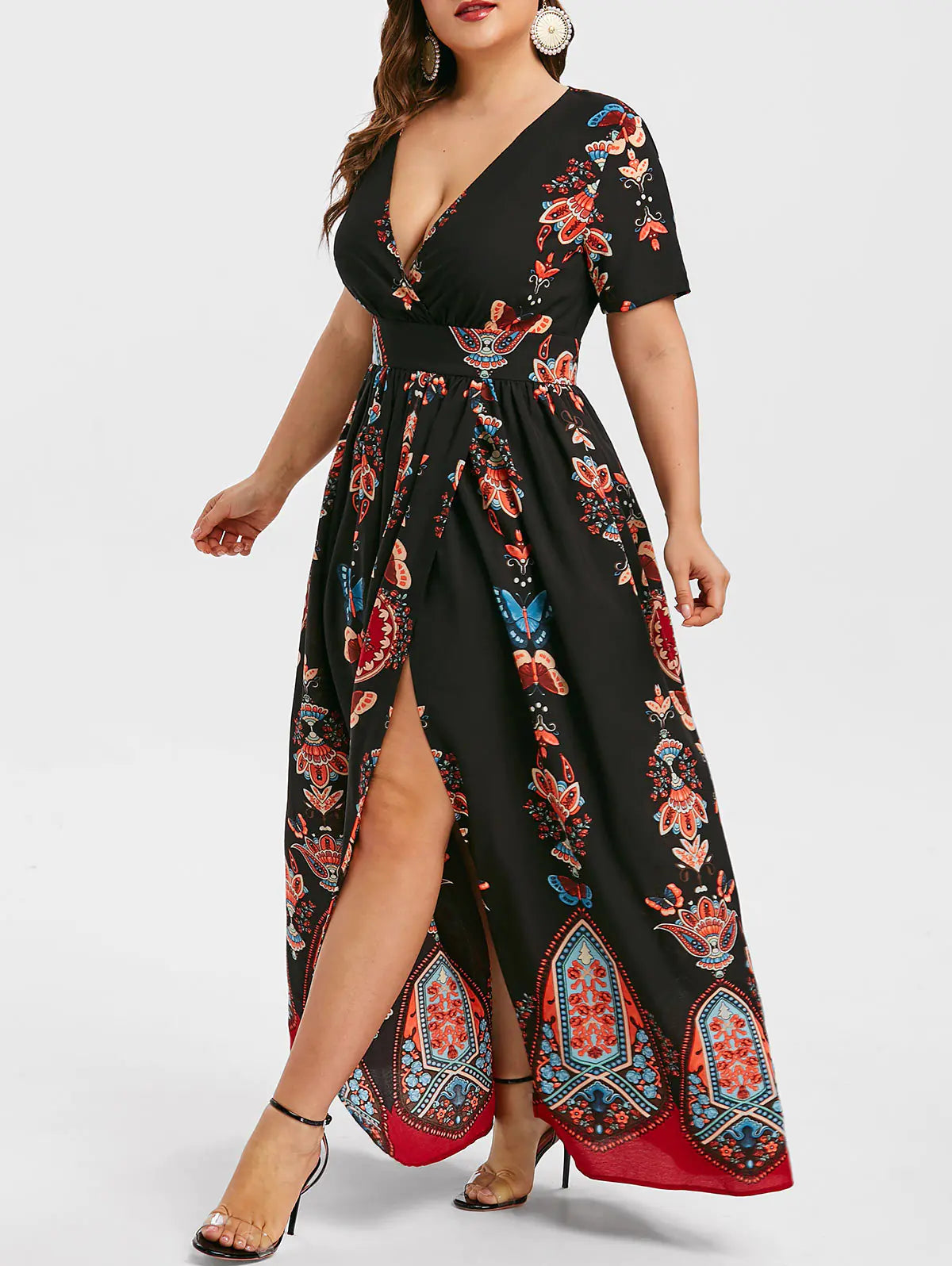 Plus Size V-Neck Dress, Elegant and Stylish Design by Trendy Attic Store01