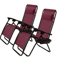 Set of 2 Burgundy Wine Red Folding Outdoor Zero Gravity Lounge Chair by HomePacific