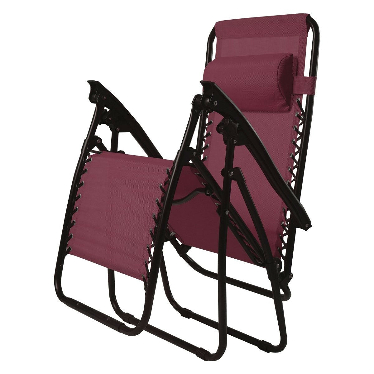 Set of 2 Burgundy Wine Red Folding Outdoor Zero Gravity Lounge Chair by HomePacific