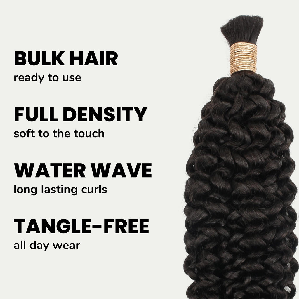Water Wave Bulk 100% Human Braiding Hair by Private Label