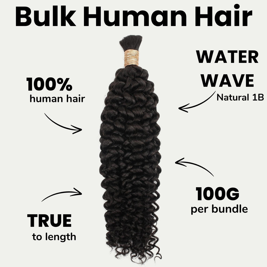 Water Wave Bulk 100% Human Braiding Hair by Private Label