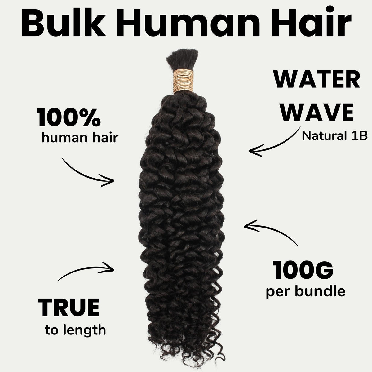 Water Wave Bulk 100% Human Braiding Hair by Private Label