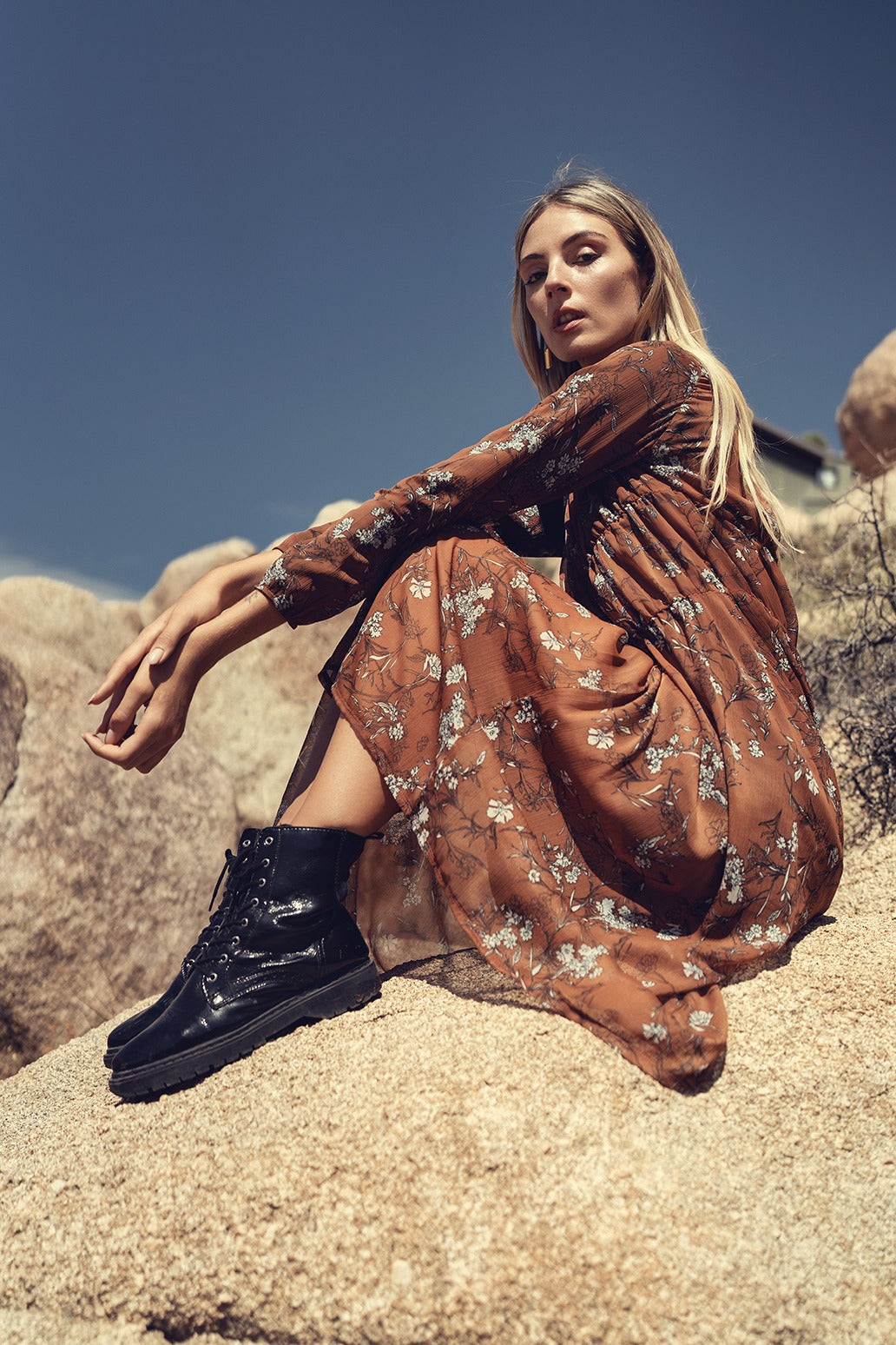 FLORAL RUST DRESS by profile-nyc