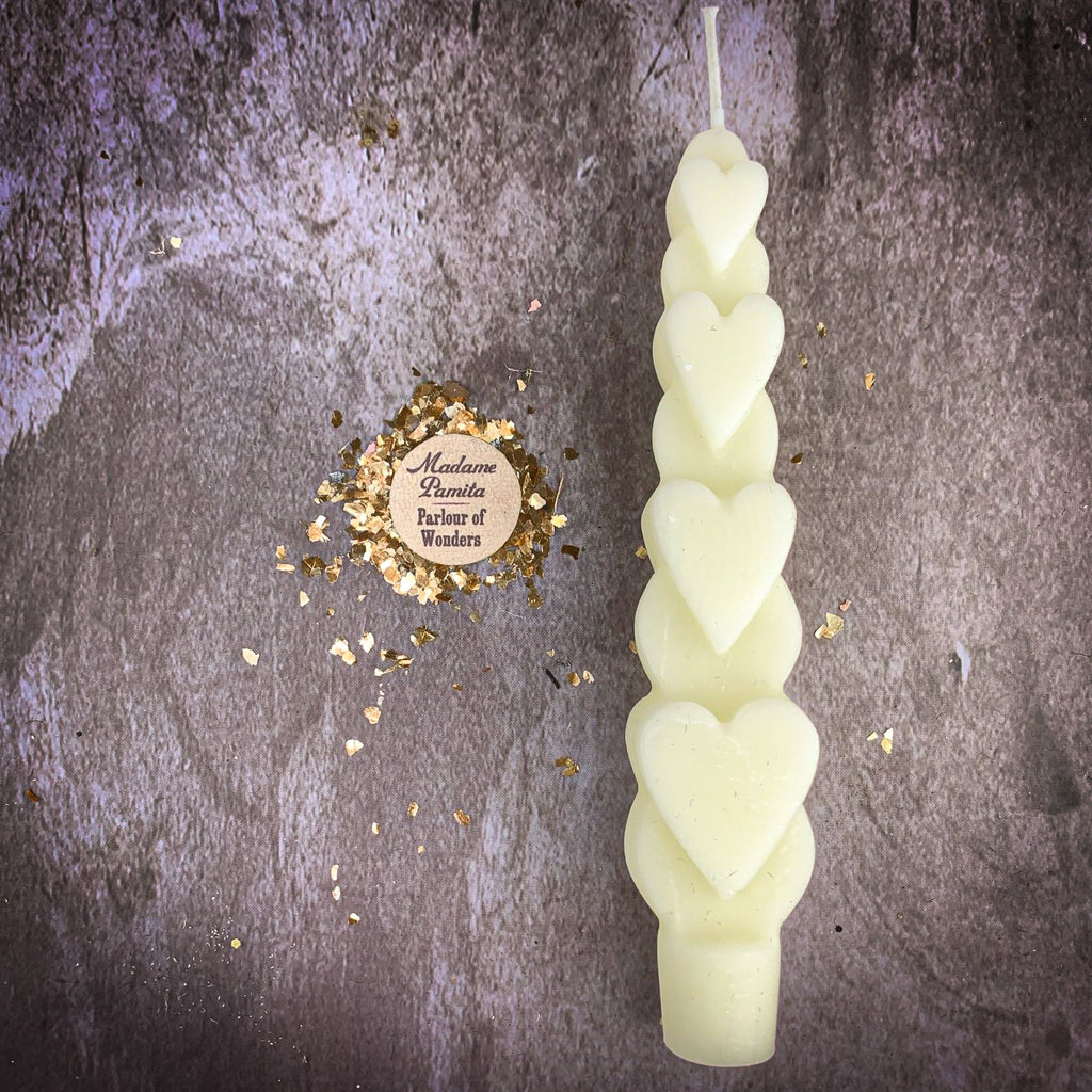 Beeswax Love Spell Heart Taper Candle - Romance & Attraction Magic by Parlour of Wonders