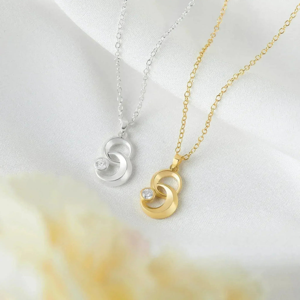 Moon & Star Linked Necklace, White Stone Moon Necklace, Gold Necklace by Femstylo