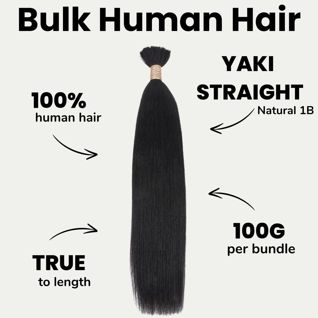 Yaki Straight Bulk 100% Human Braiding Hair by Private Label