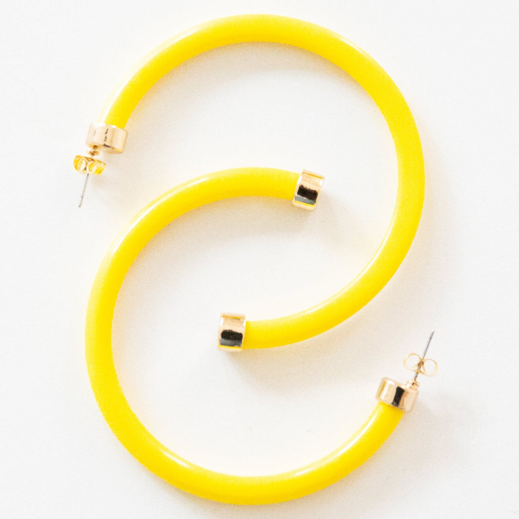 Yellow Hoop Earrings by hoohoops
