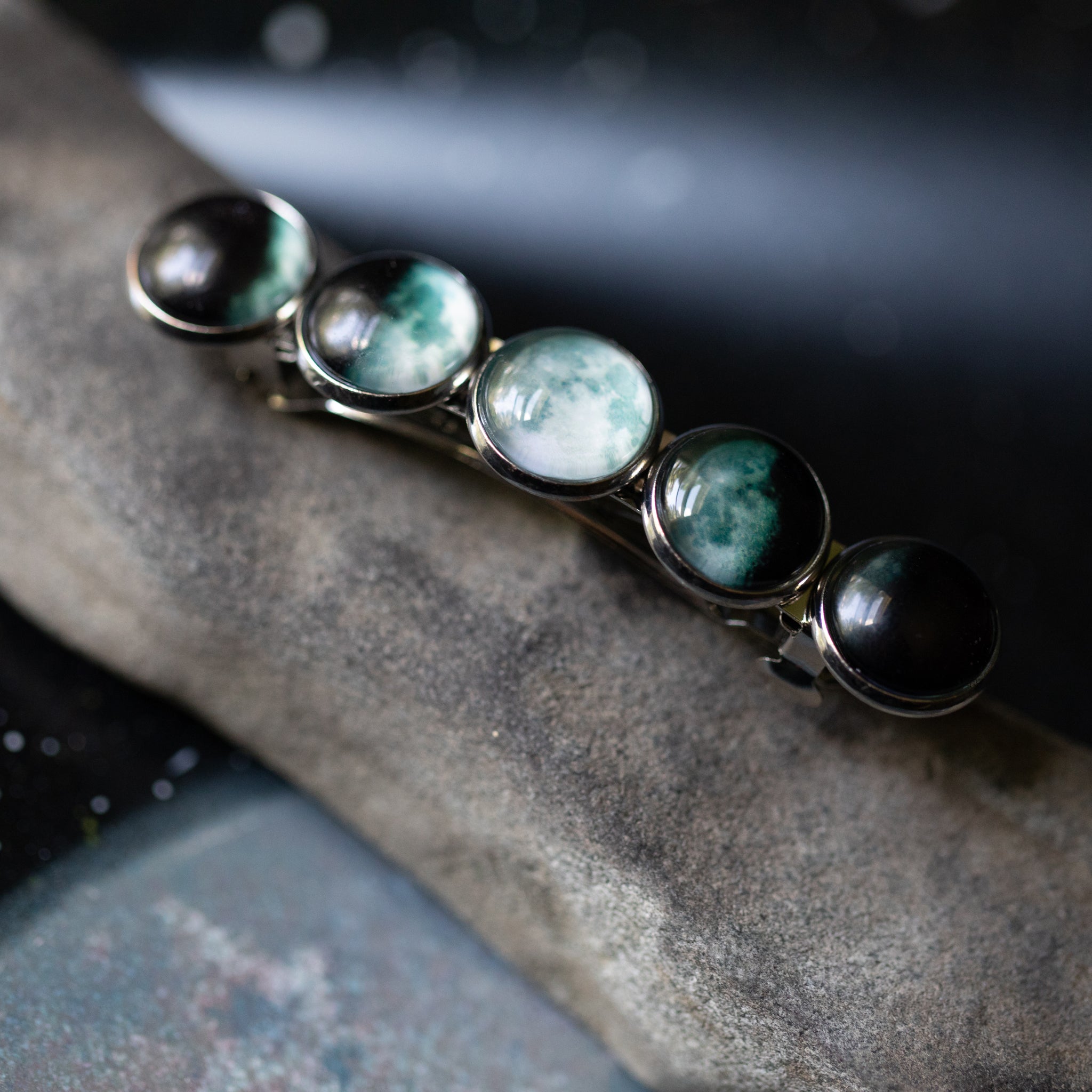 Moon Phase Hair Clip Barrette for Celestial Style by DC-Yugen Handmade