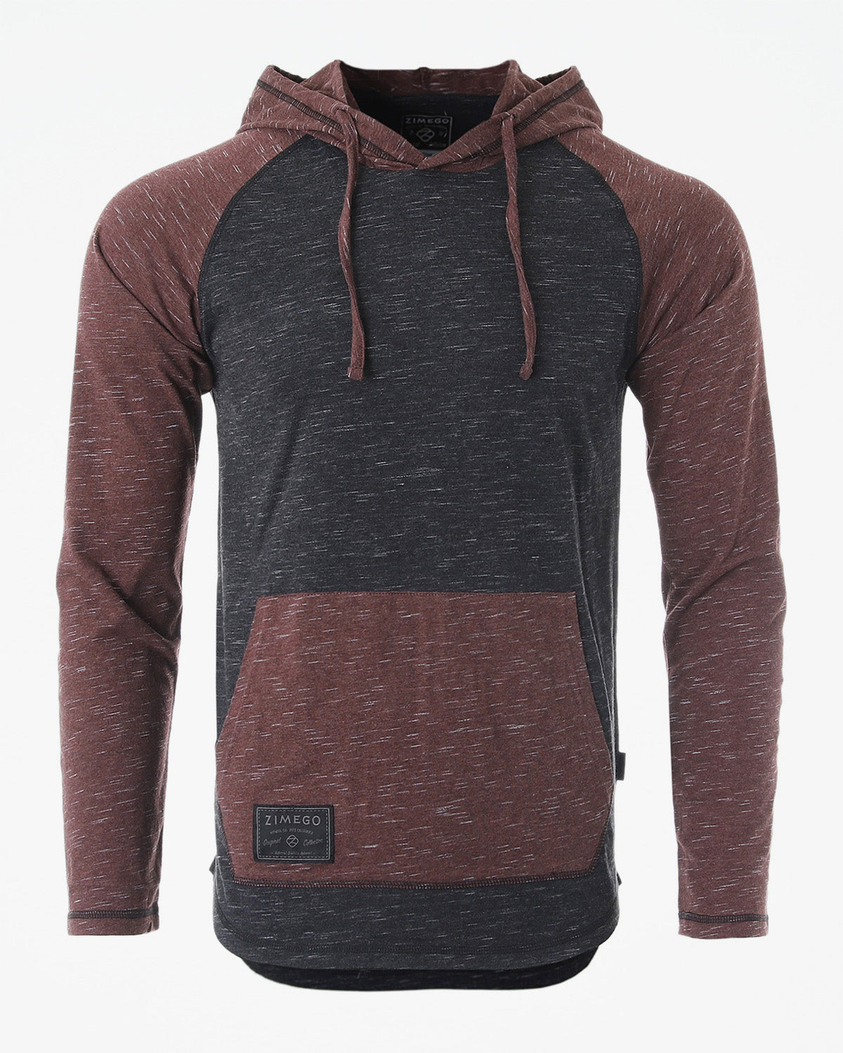 ZIMEGO Mens Long Sleeve Lightweight Hooded Henley – Color Block Pullover Hoodie for Casual Gym Workout Travel by ZIMEGO MEN