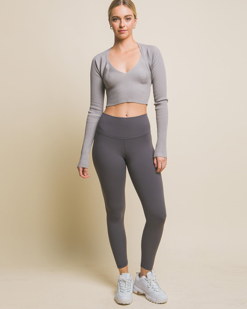 Knit Sweater Cardigan and Crop Tank Top Set by ZIMEGO WOMEN