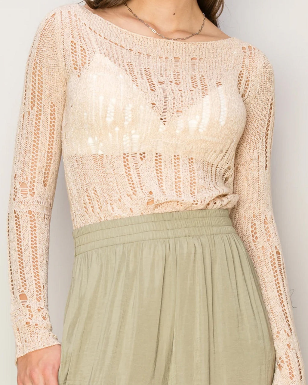 LIGHT WEIGHT OPEN STITCH KNIT TOP by ZIMEGO WOMEN
