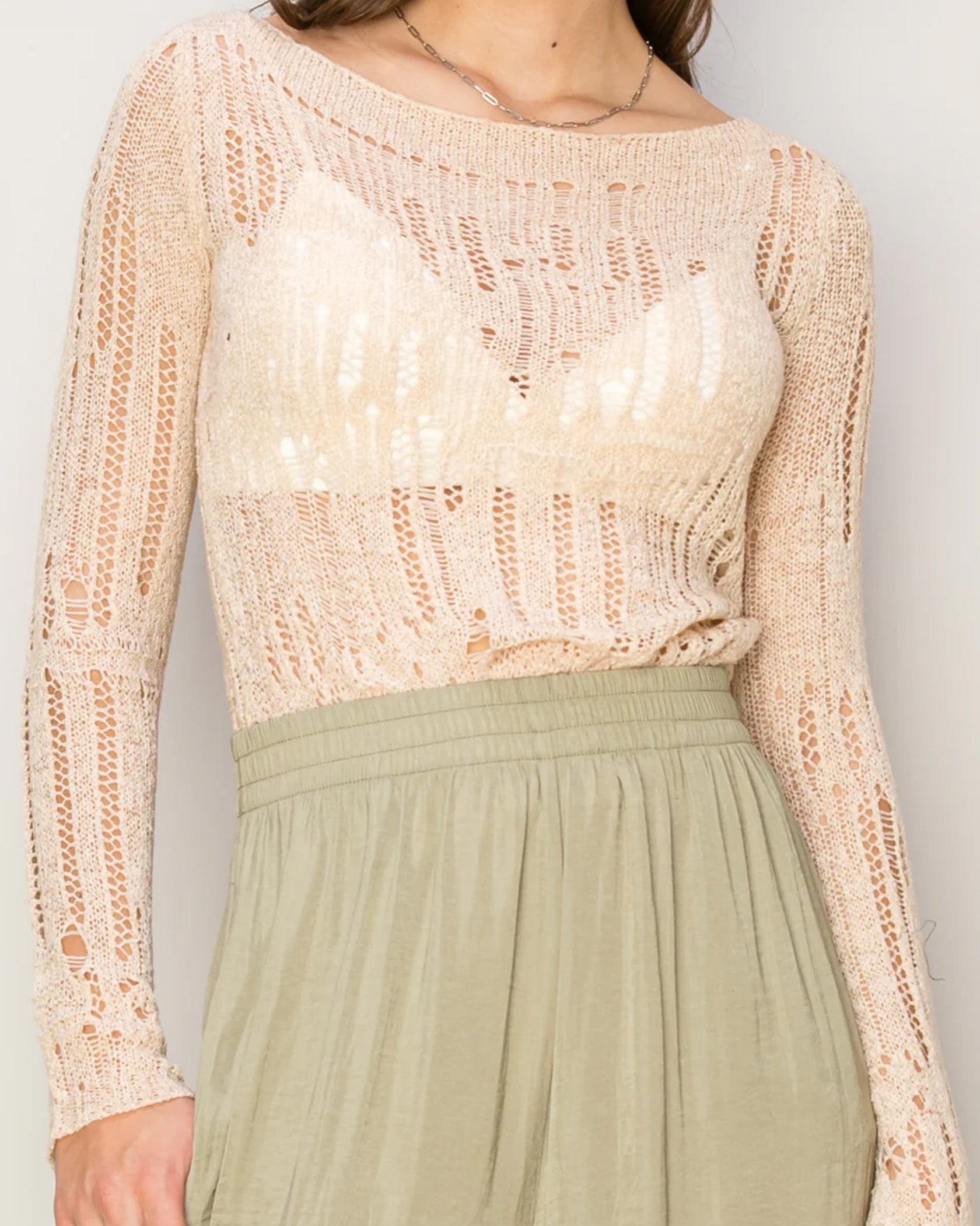 LIGHT WEIGHT OPEN STITCH KNIT TOP by ZIMEGO WOMEN