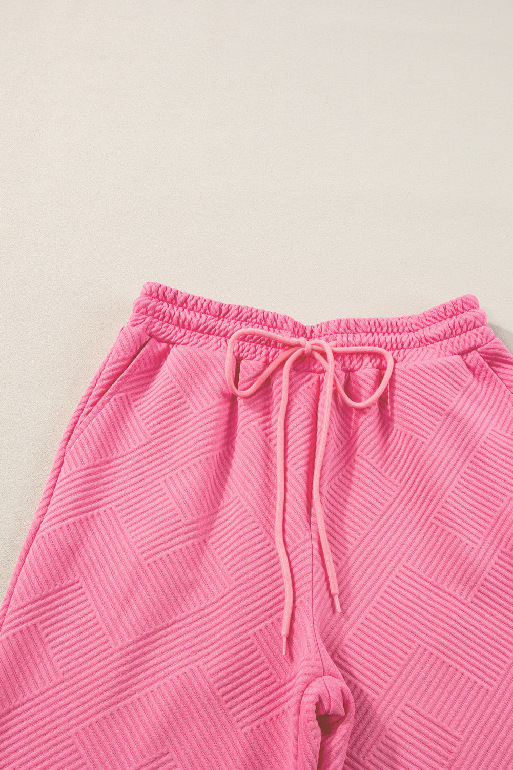 Strawberry Pink Textured Loose Fit T Shirt and Drawstring Pants Set by Wild and Free Boutique
