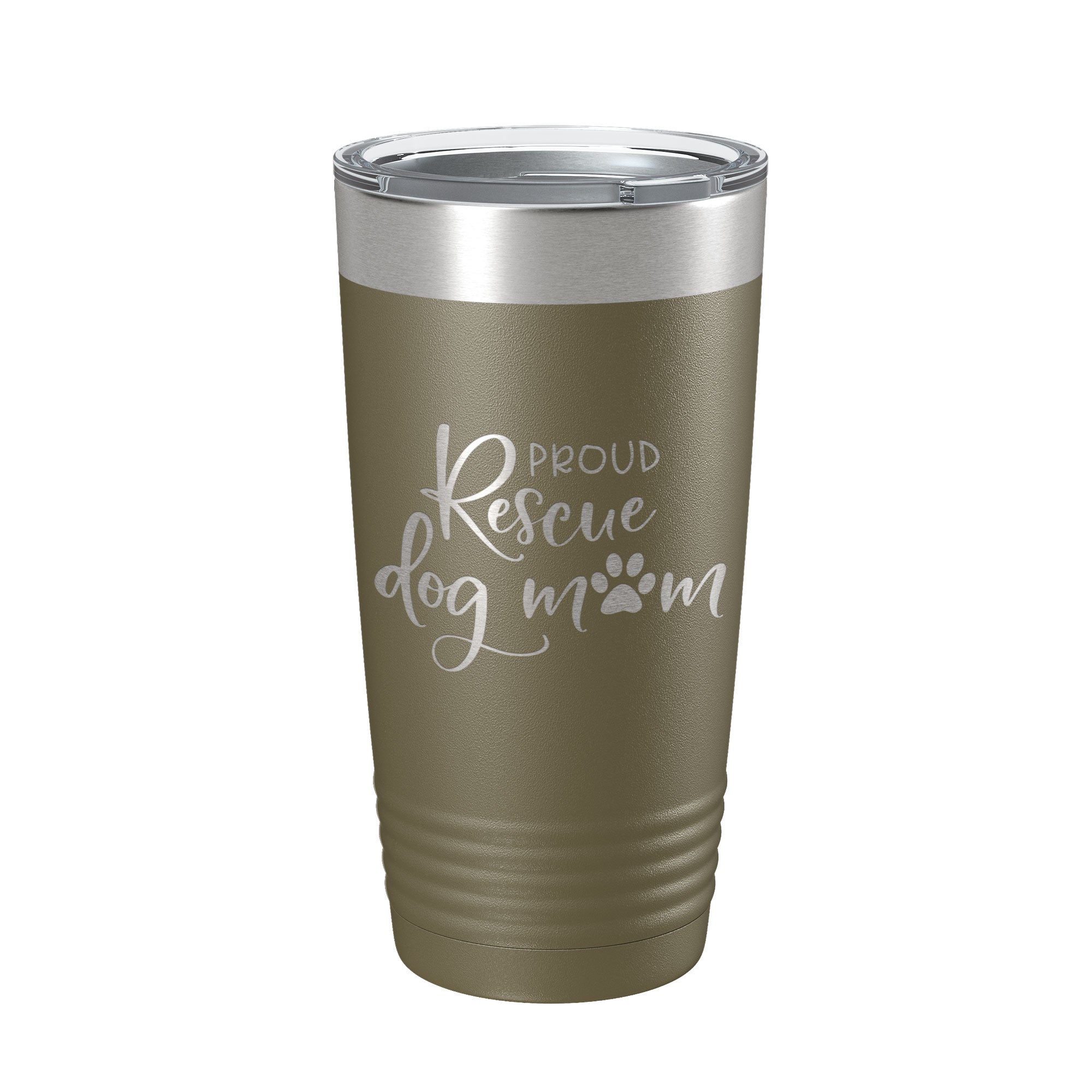 Proud Rescue Mom Tumbler Dog Travel Mug Gift Insulated Laser Engraved Coffee Cup 20 oz by CarveBright