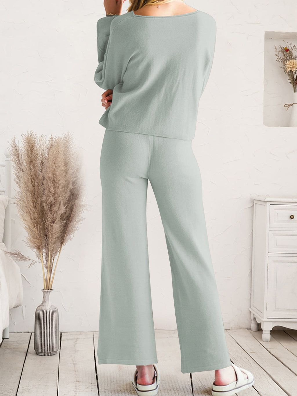Long Sleeve Lounge Top and Drawstring Pants Set by Wild and Free Boutique