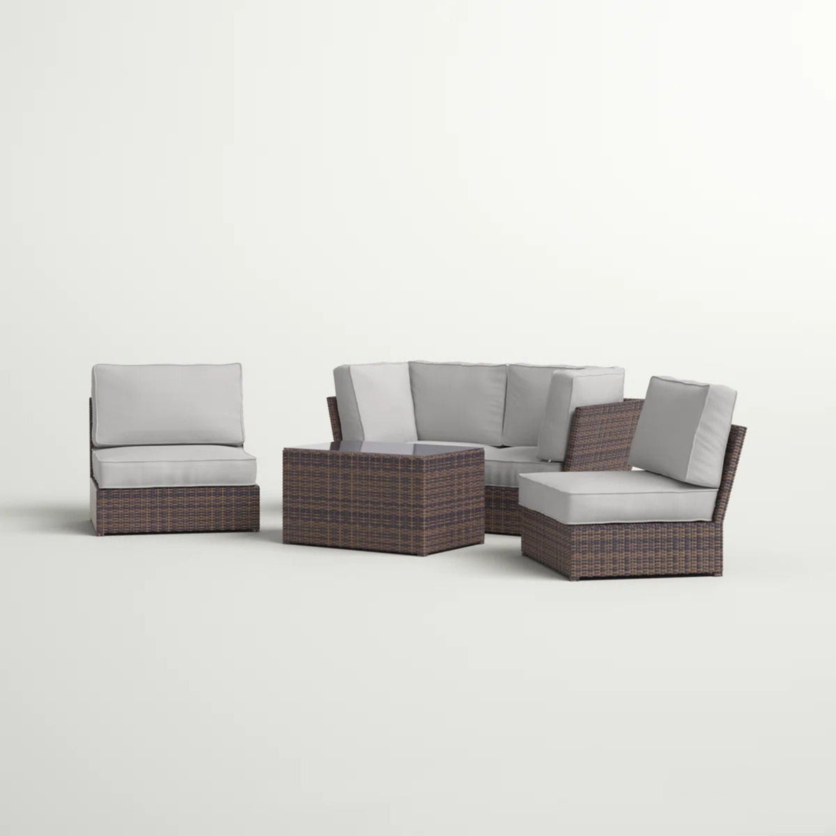 Comfortable Modern Patio Rattan Sectional Set With Cushions by Unique Piece Furniture