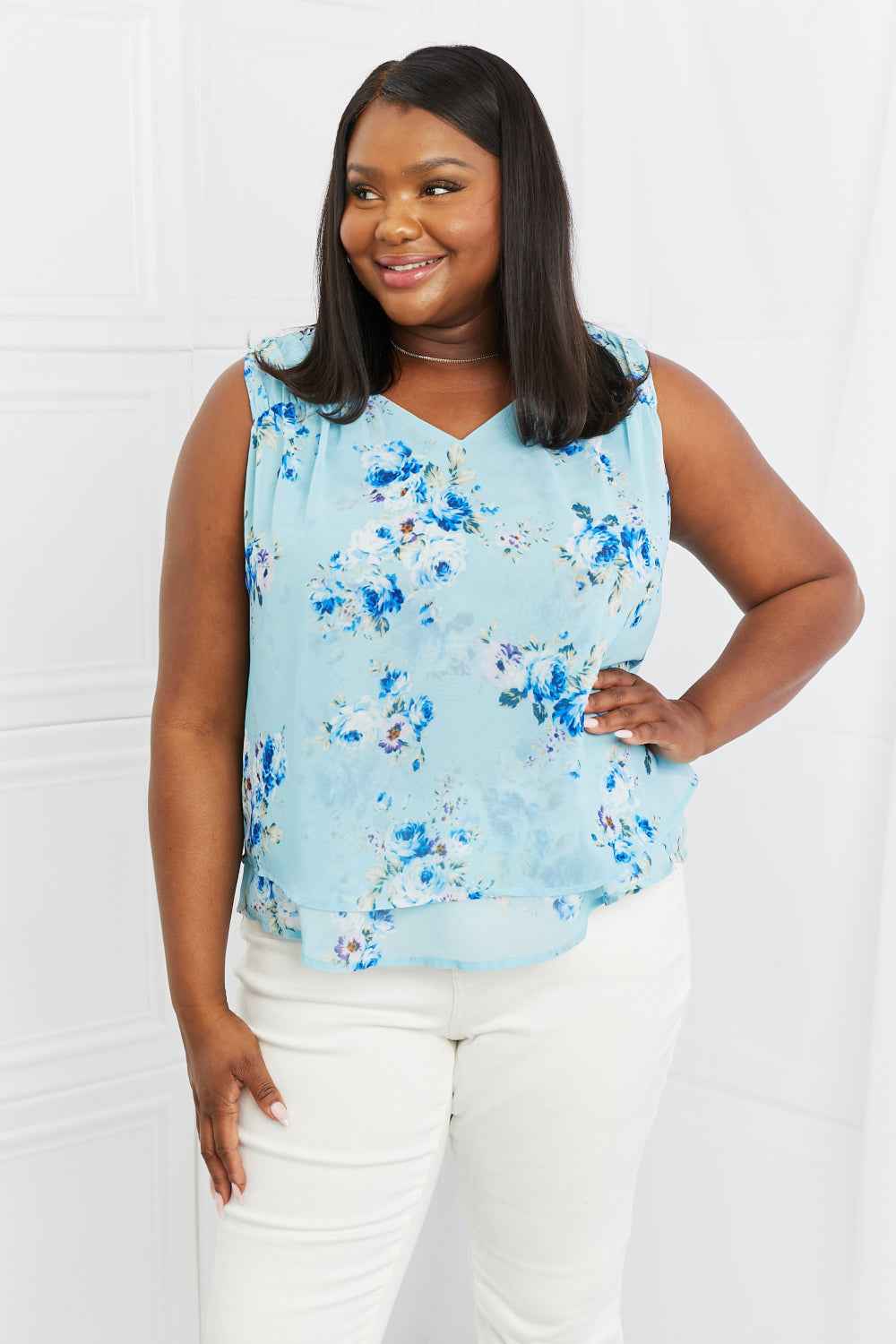 Sew In Love Off To Brunch Full Size Floral Tank Top by Wild and Free Boutique