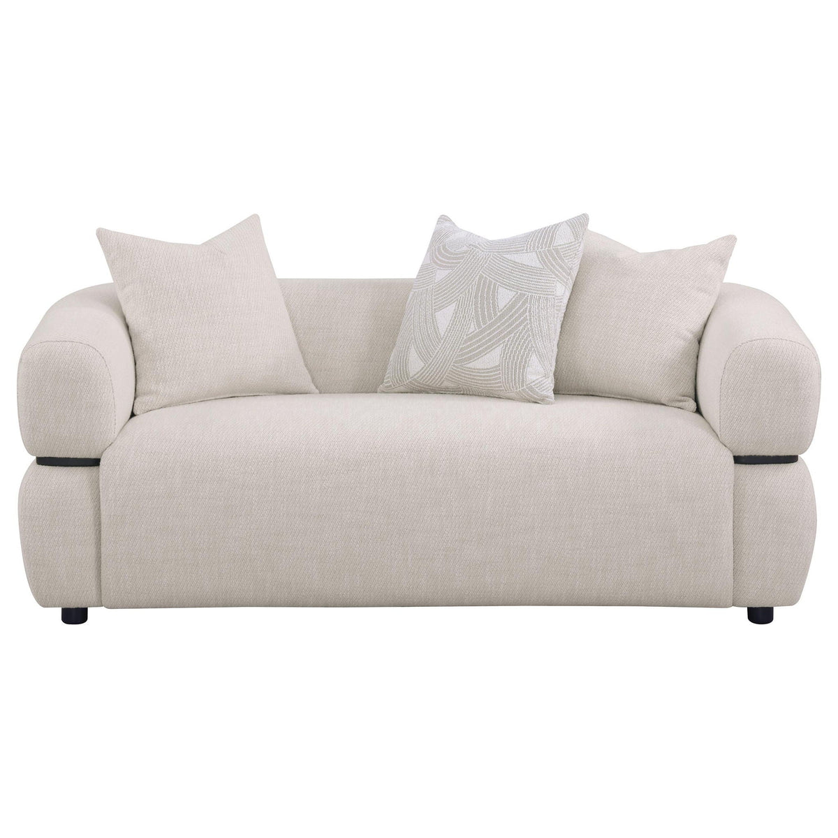 Jeanette 73-inch Fabric Upholstered Round Arm Loveseat Beige by Unique Piece Furniture