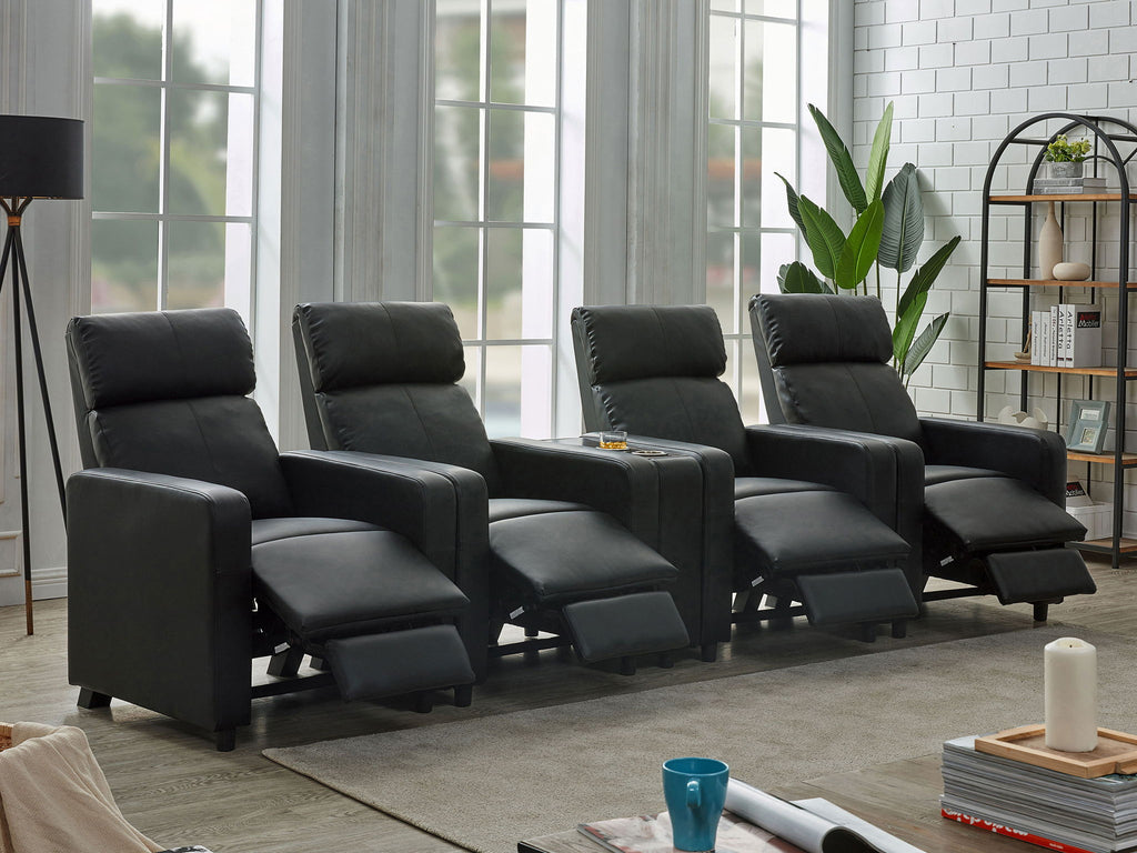 Toohey Upholstered Tufted Recliner Living Room Set Black by Unique Piece Furniture