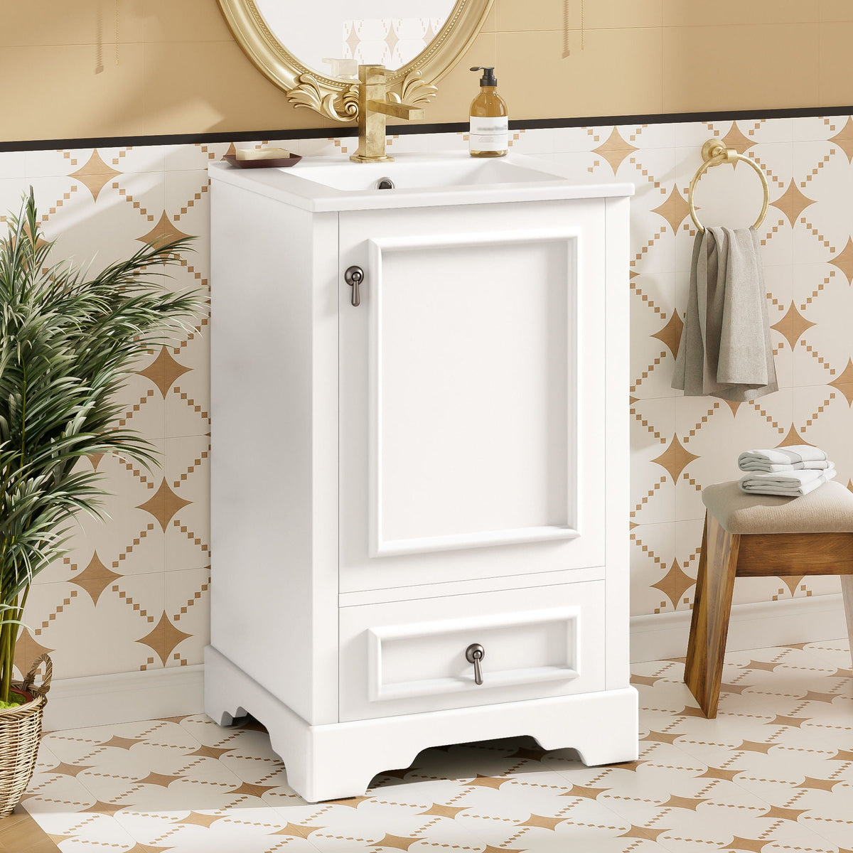 Bathroom Vanity With Sink, Soft Close Door, Adjustable U-Shaped Shelf by Unique Piece Furniture