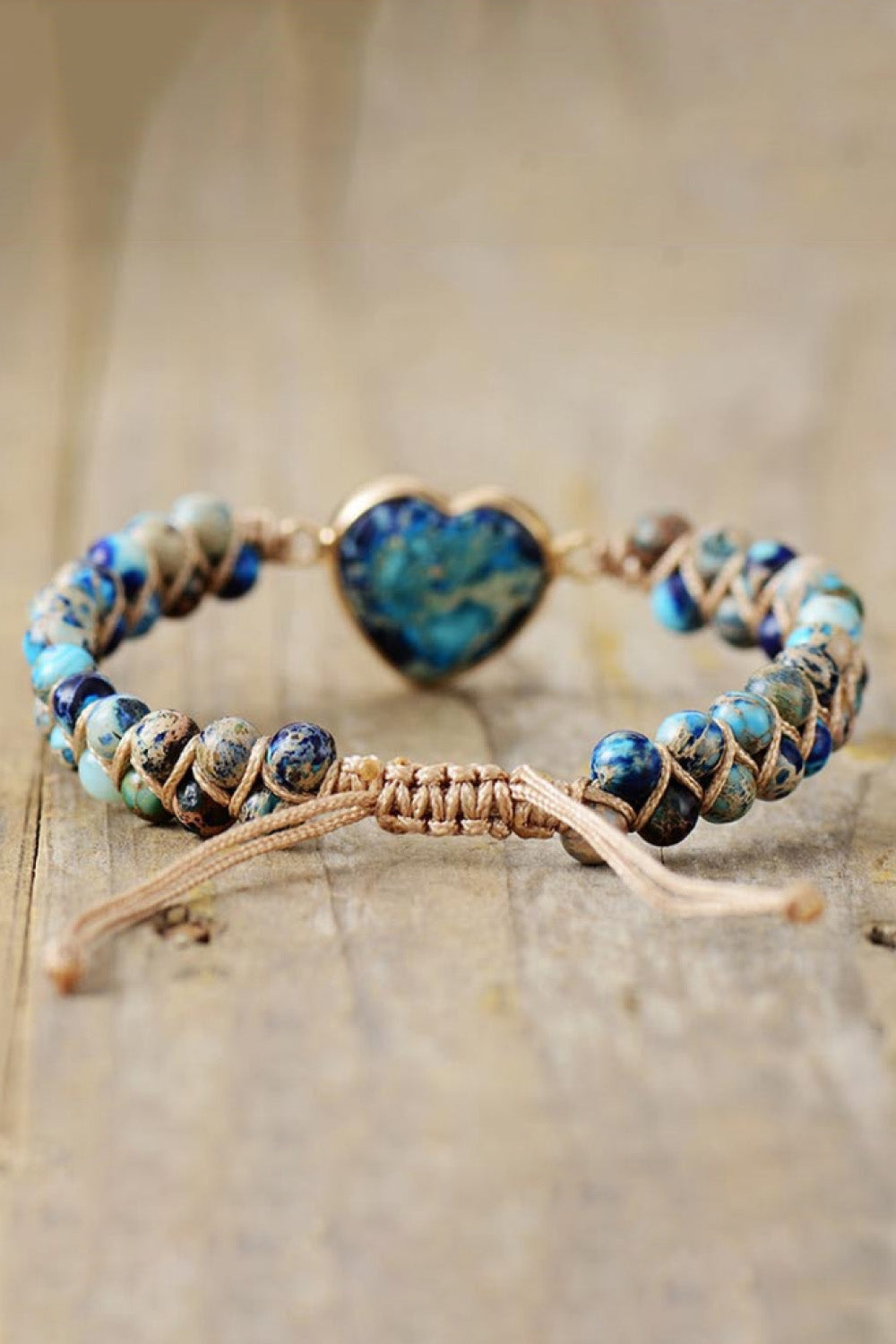 Handmade Heart Shape Natural Stone Bracelet by Wild and Free Boutique
