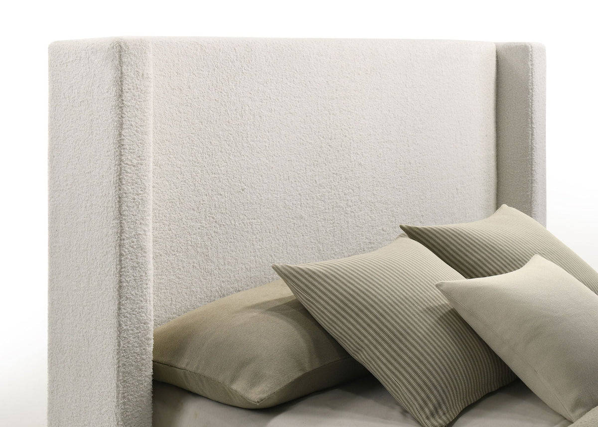 Alamosa Boucle Upholstered Eastern King Platform Bed White by Unique Piece Furniture