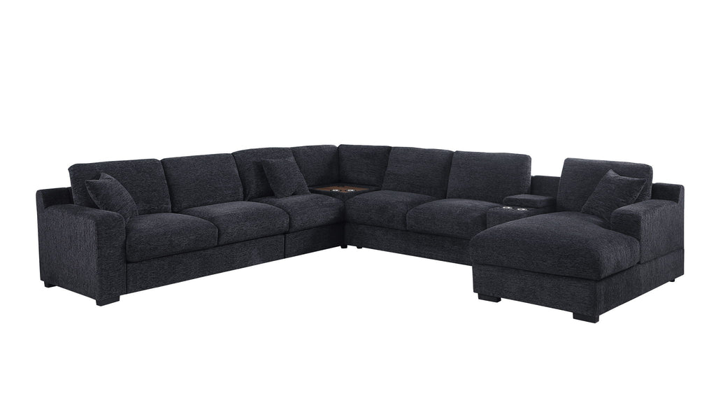Celine - Fabric Corner Sectional Sofa With Right-Facing Chaise, Cupholders, And Charging Ports by Unique Piece Furniture