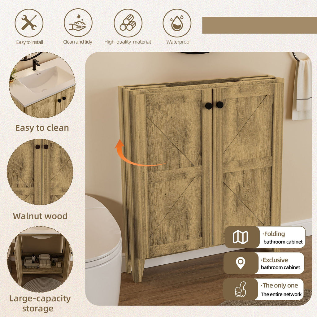 Folding Floor Cabinet With Ceramic Sink, Space Saving by Unique Piece Furniture
